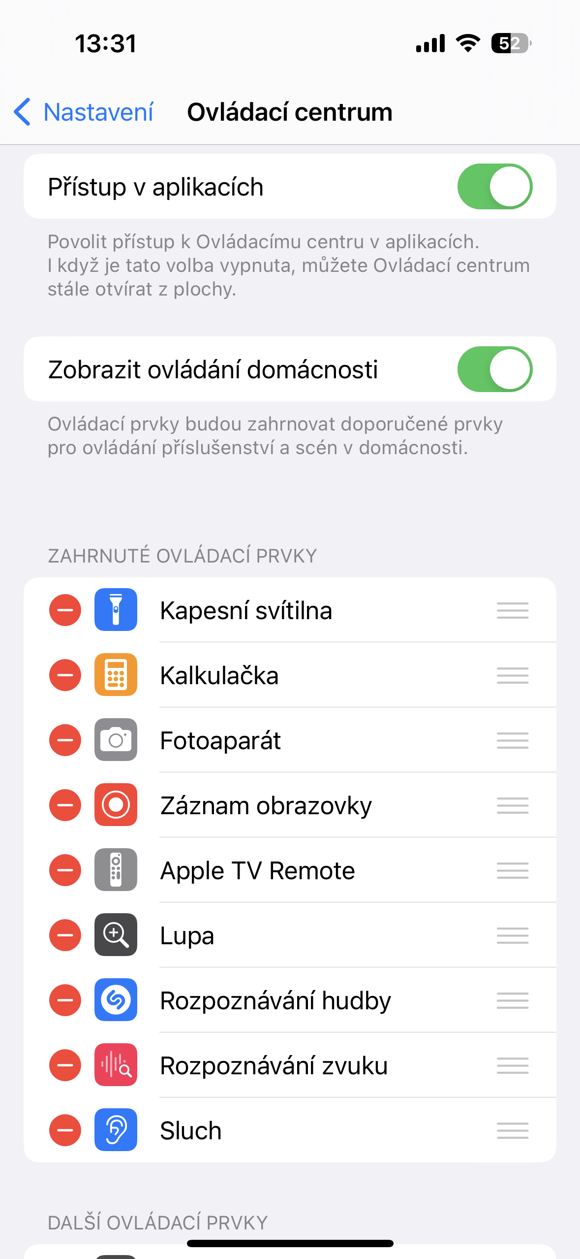 control center settings