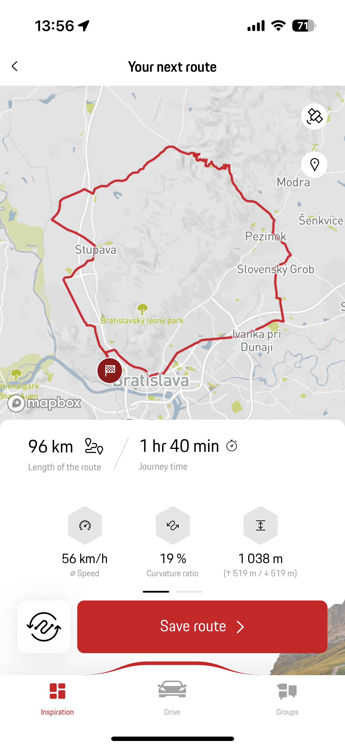 next route speed curvature