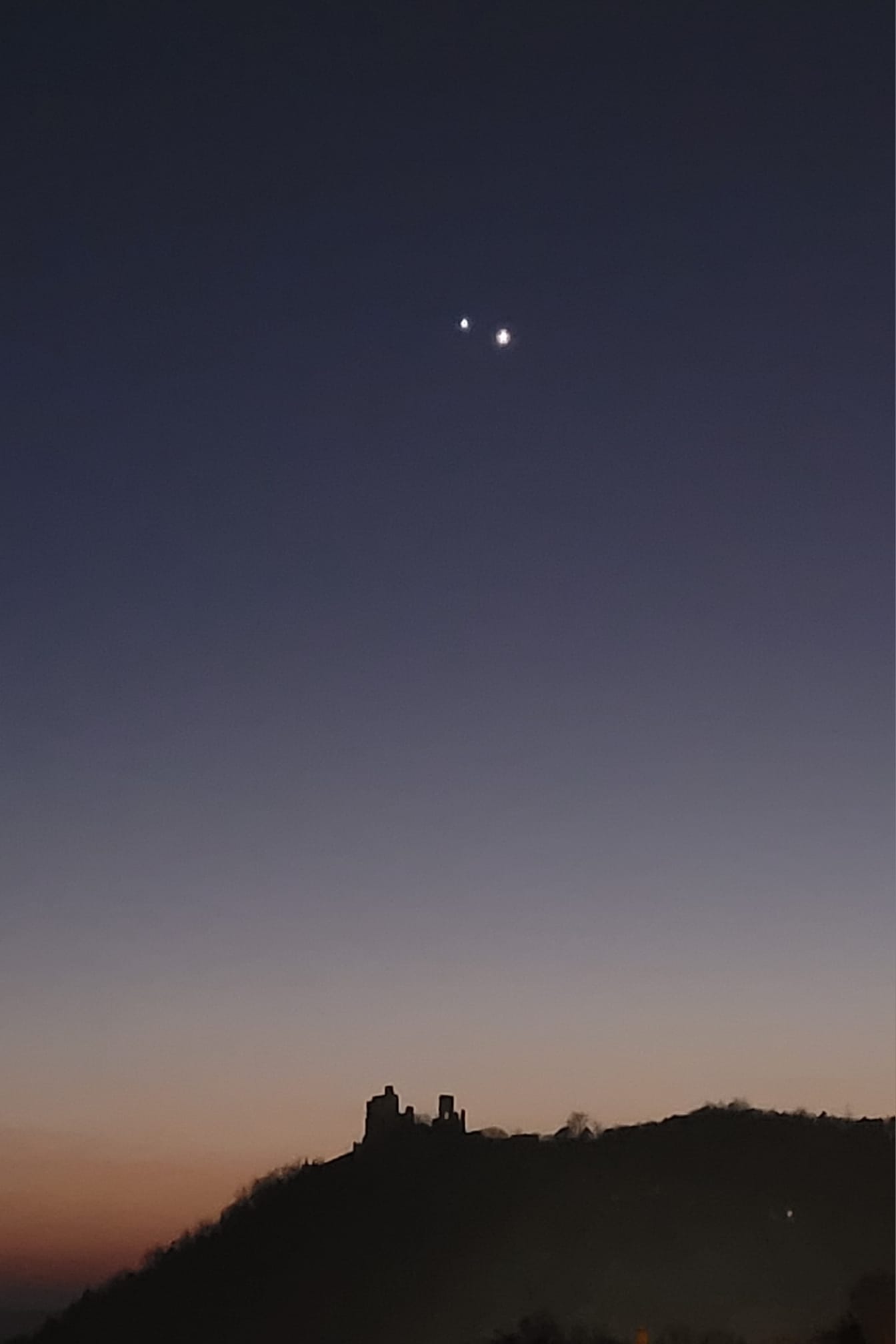 night sky two bright lights