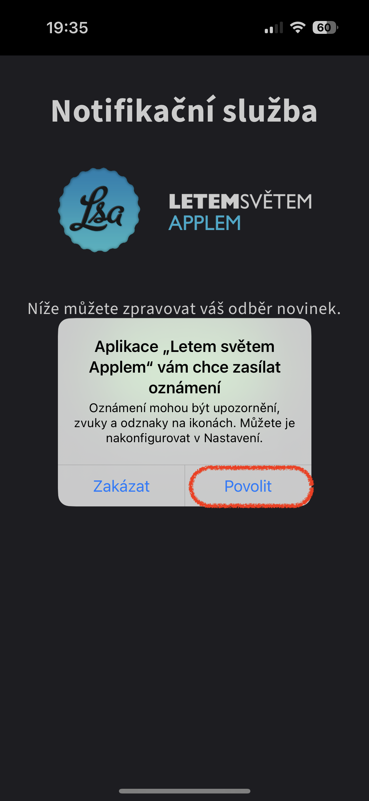 notification permission letem svetem applem