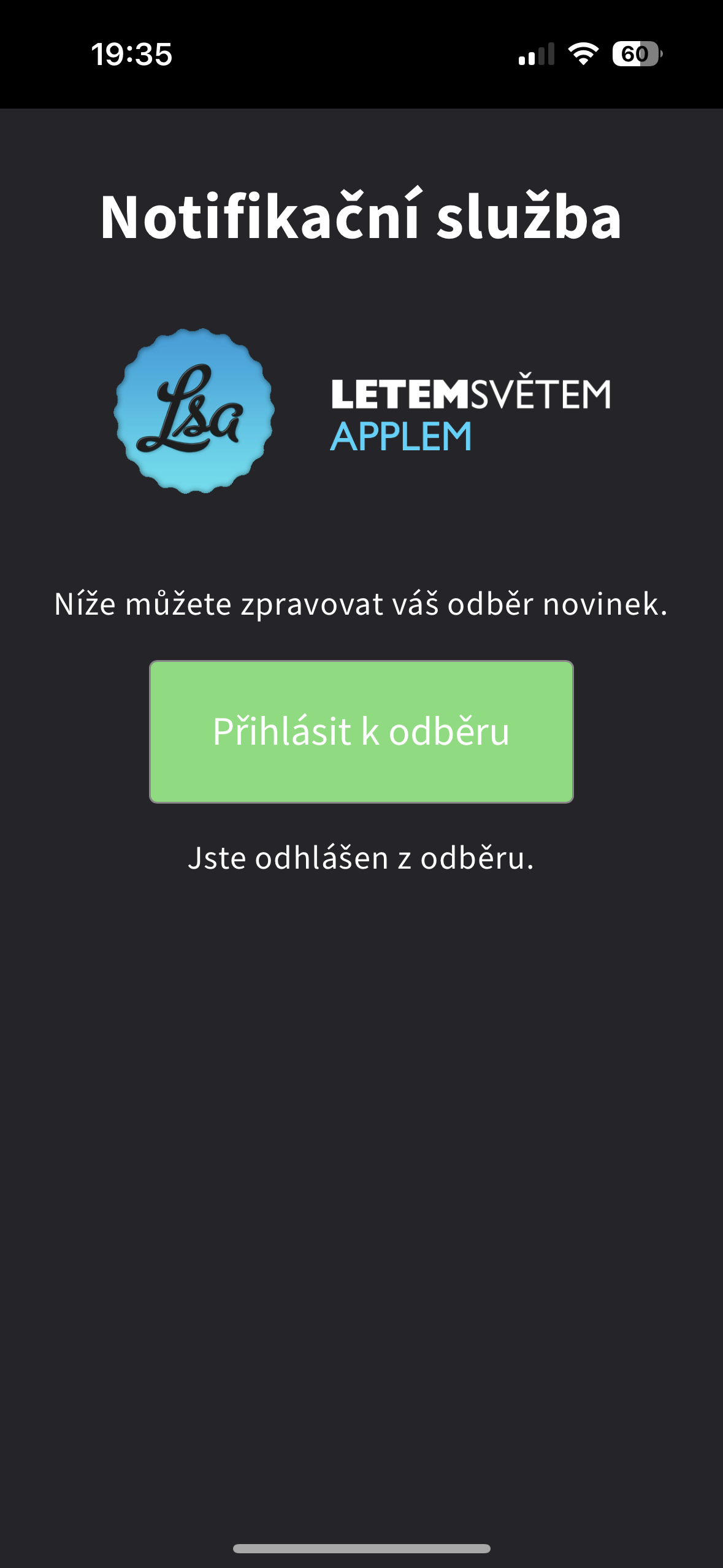 notification service letem svetem applem