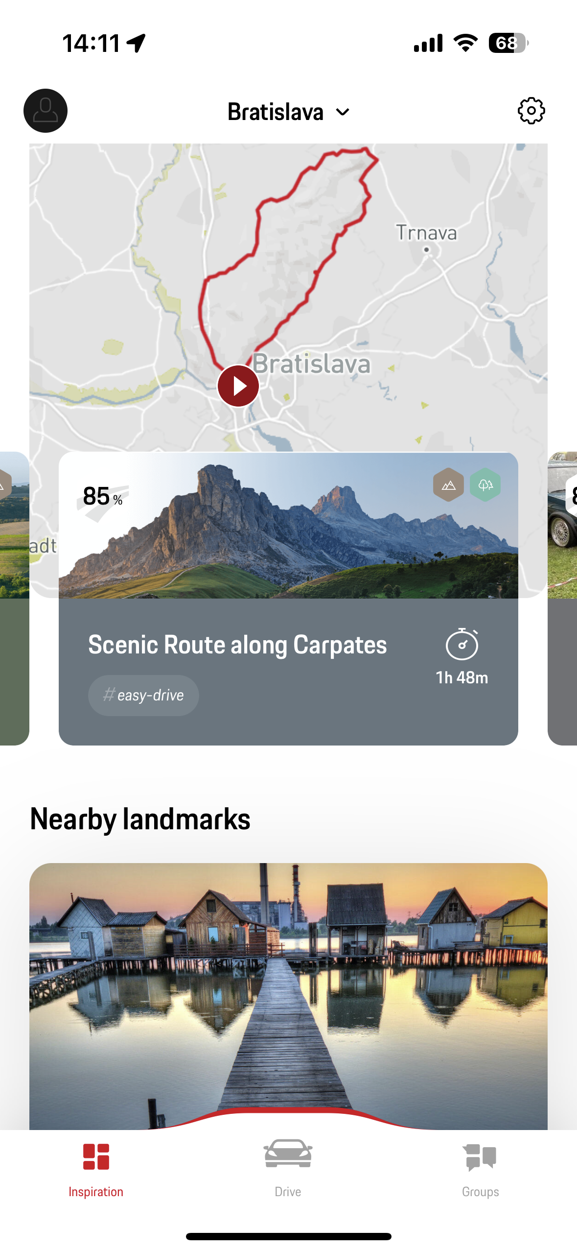 route and landmarks overview