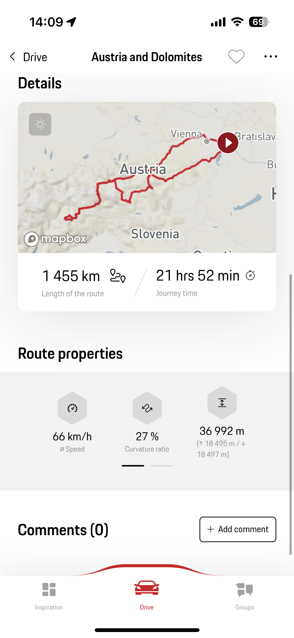 route details and properties