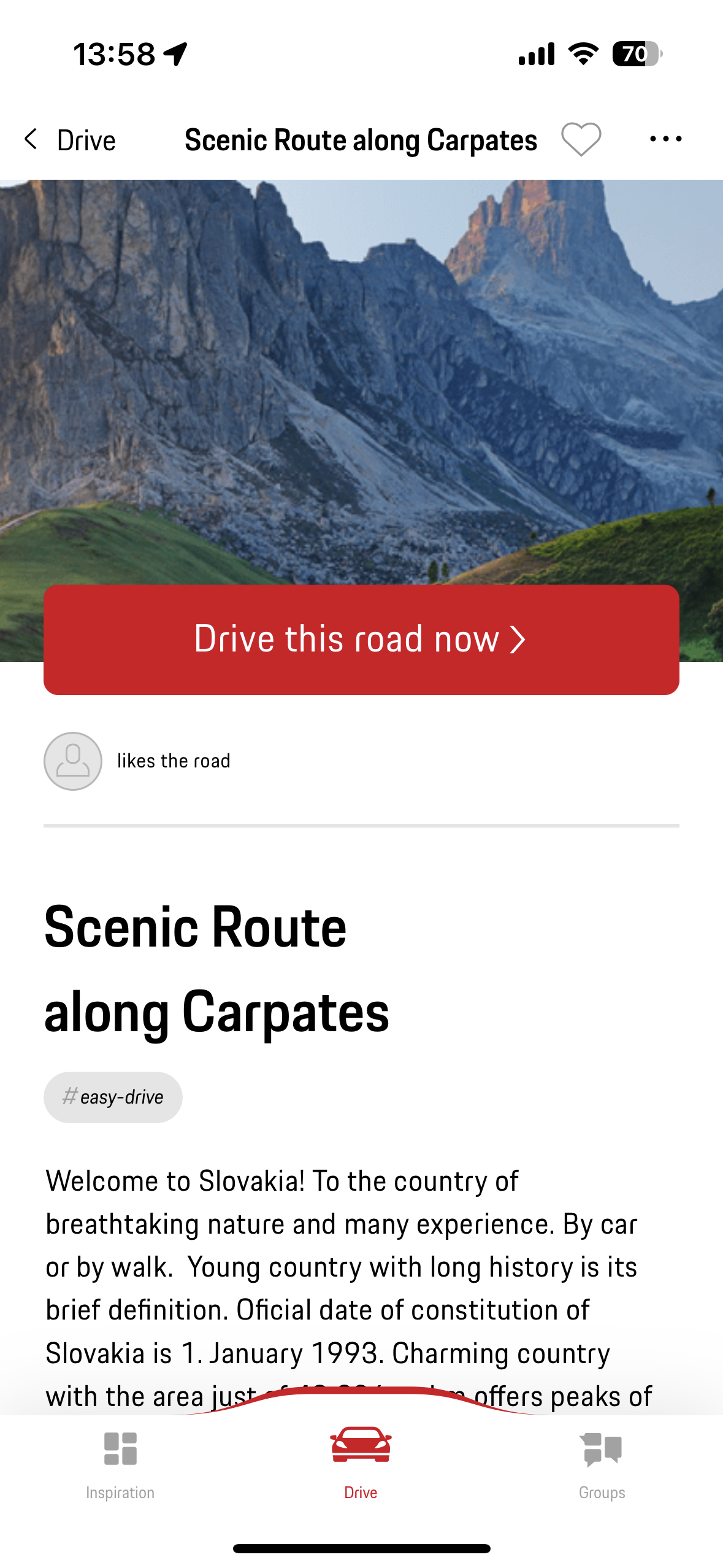 scenic route description