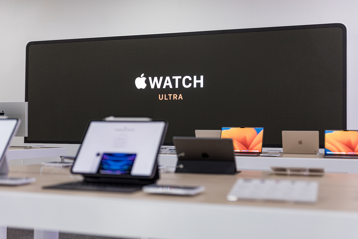 watch display in tech store