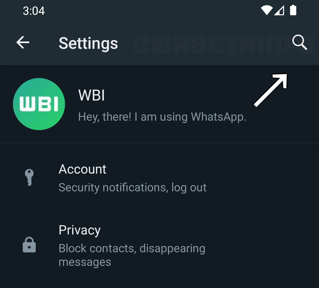 Vyhledavaci lista WhatsApp Beta Android cut