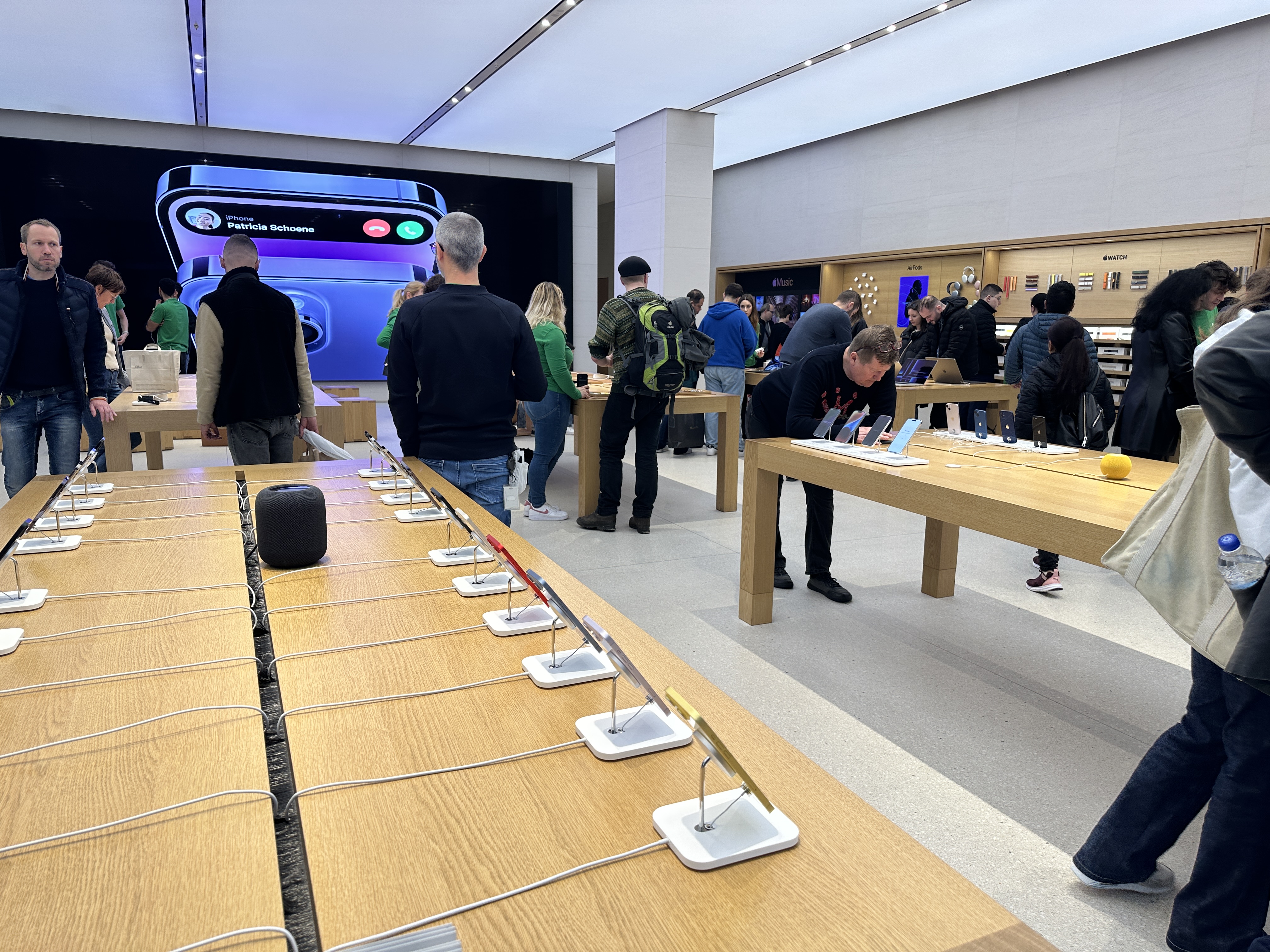apple store interior with customers