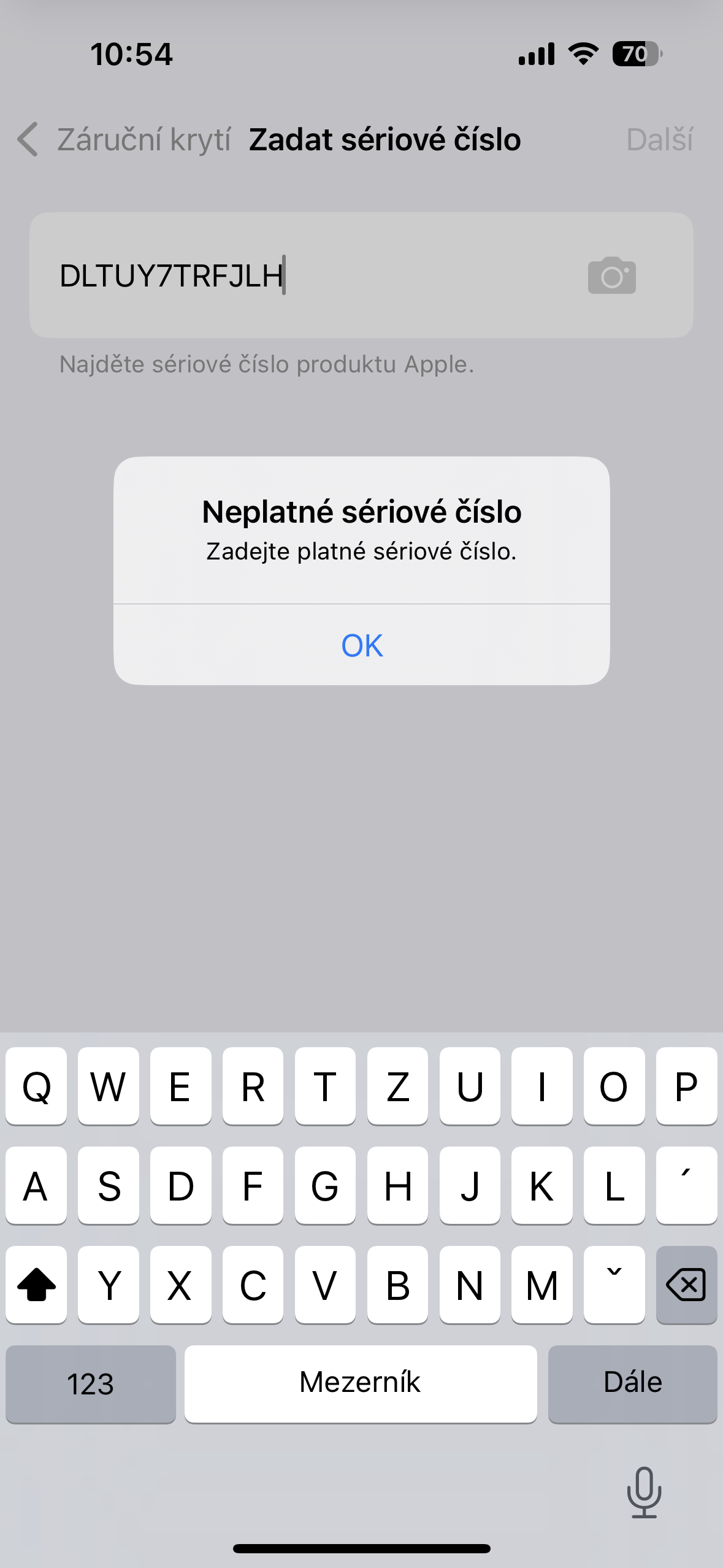 invalid serial number warning