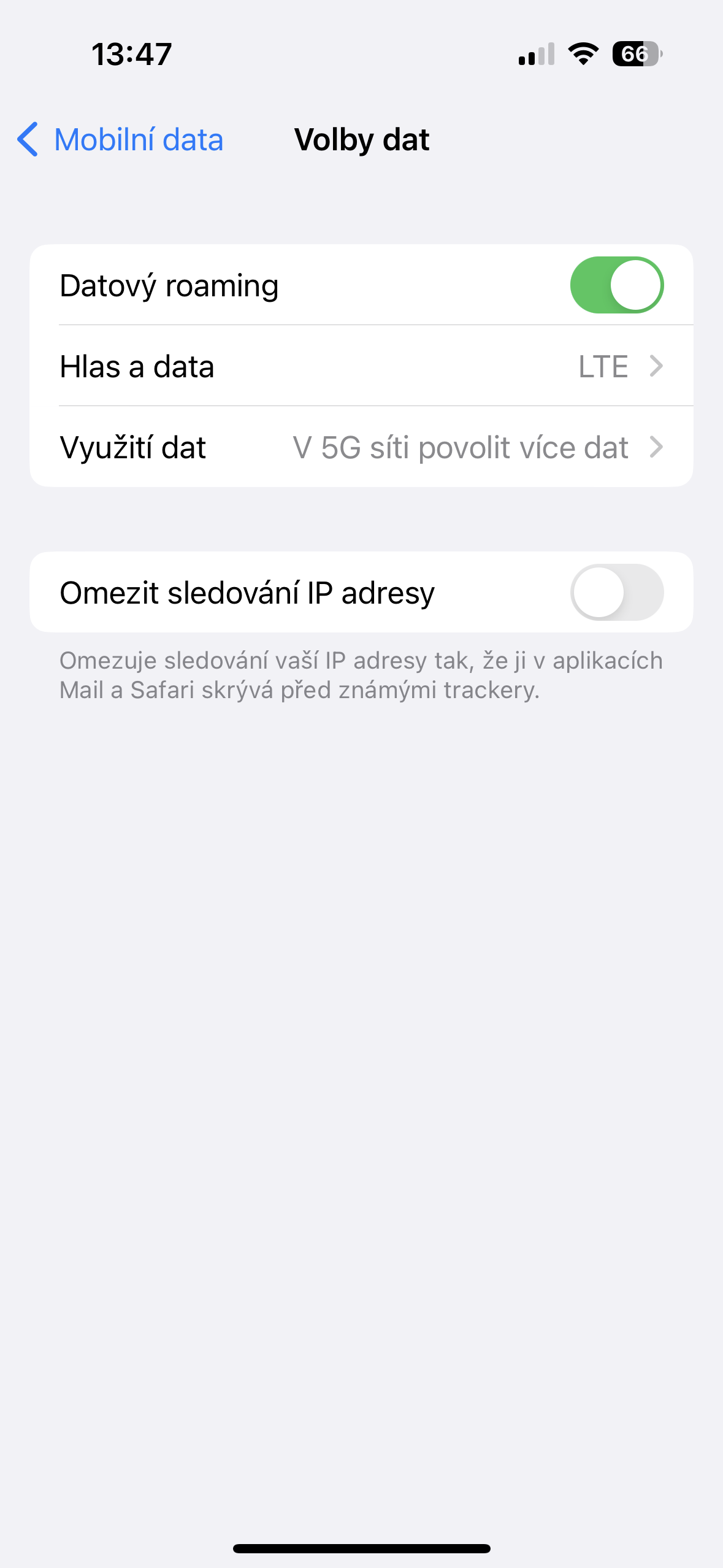 iphone data options