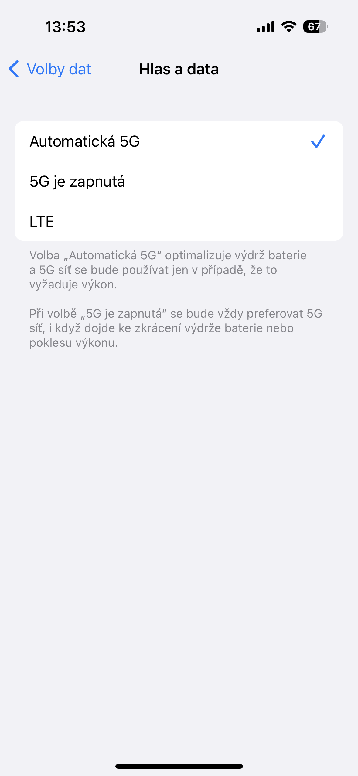 iphone voice and data settings