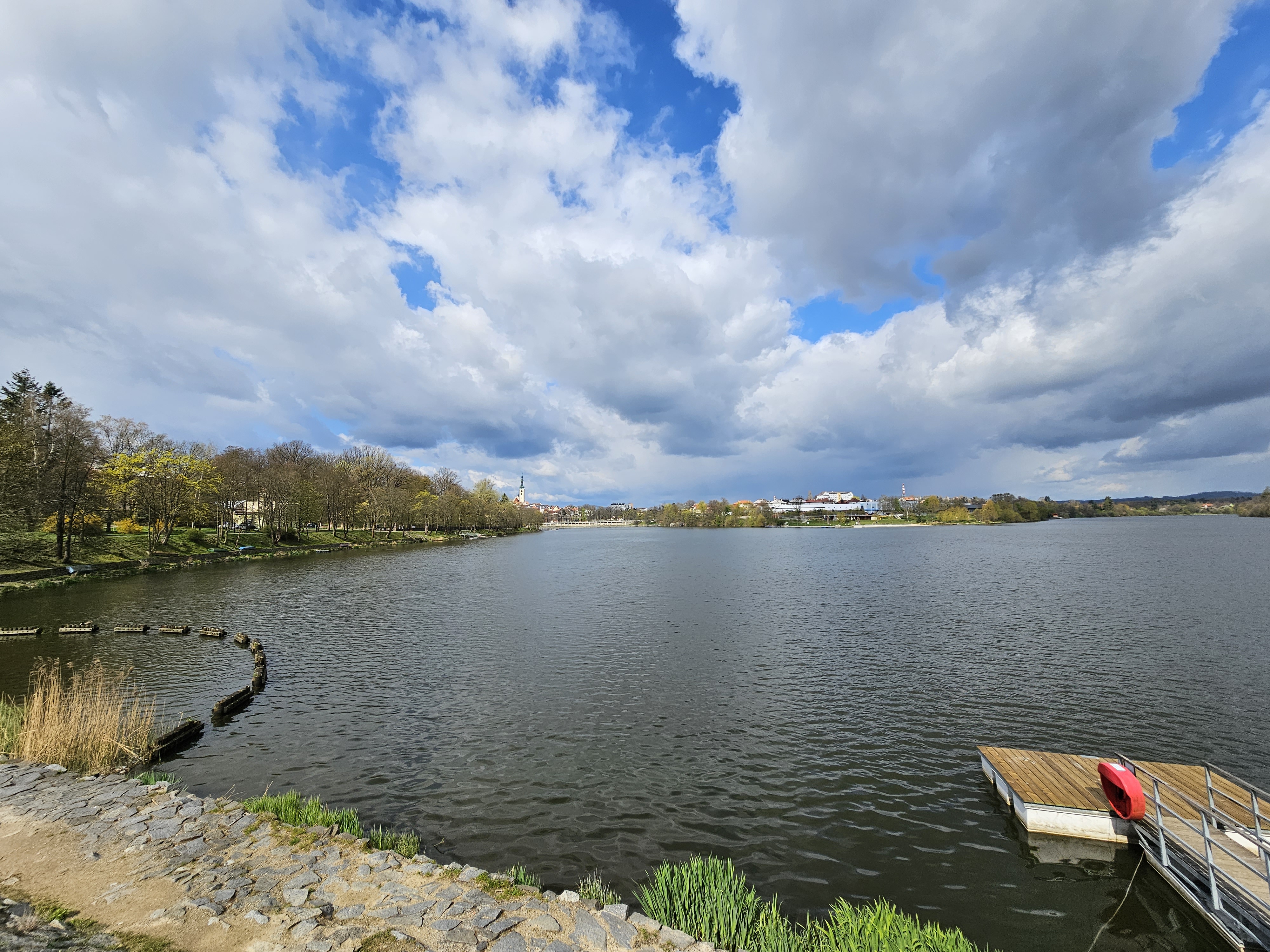 scenic lake view with dock