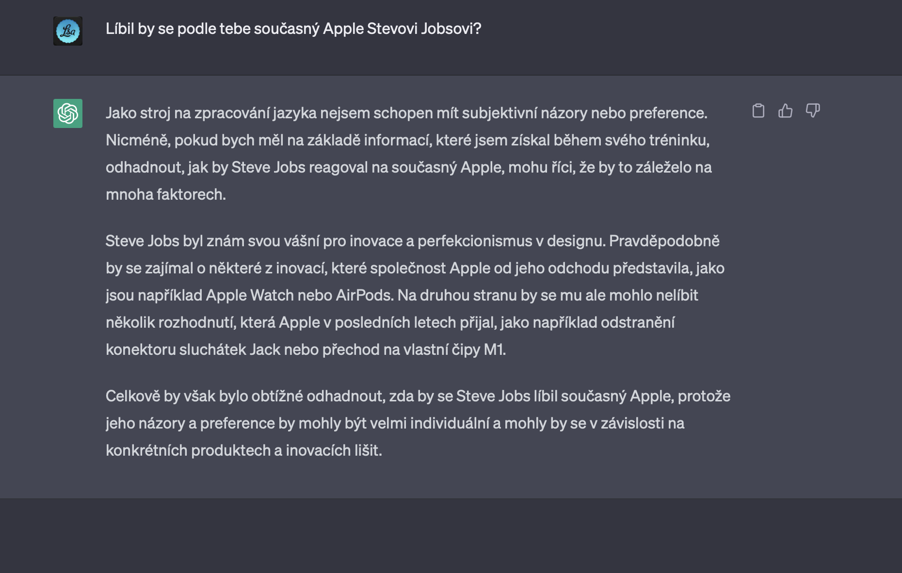 steve jobs opinion on apple