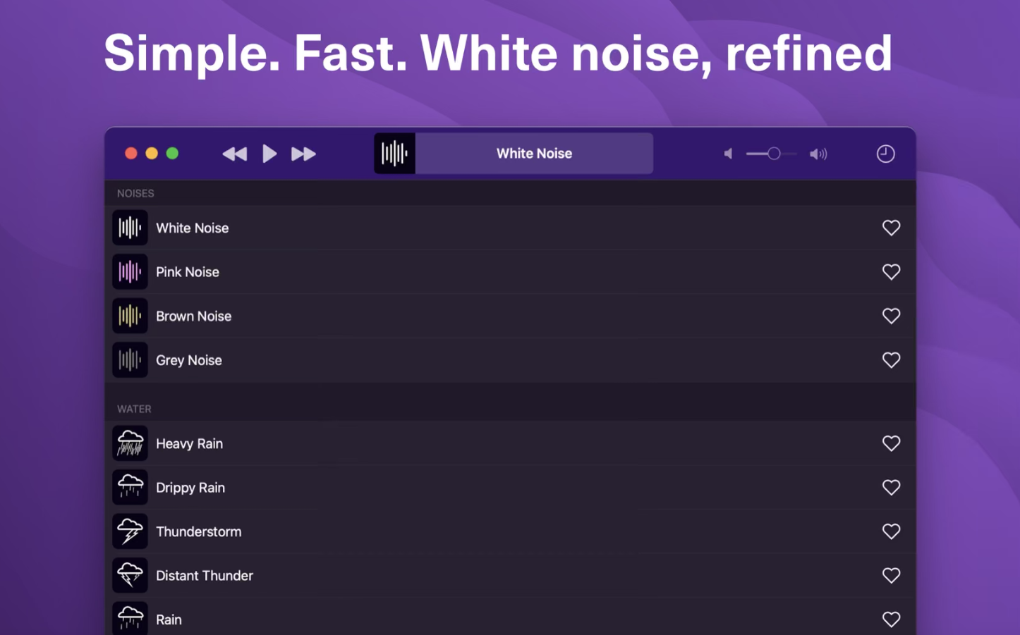white noise app interface