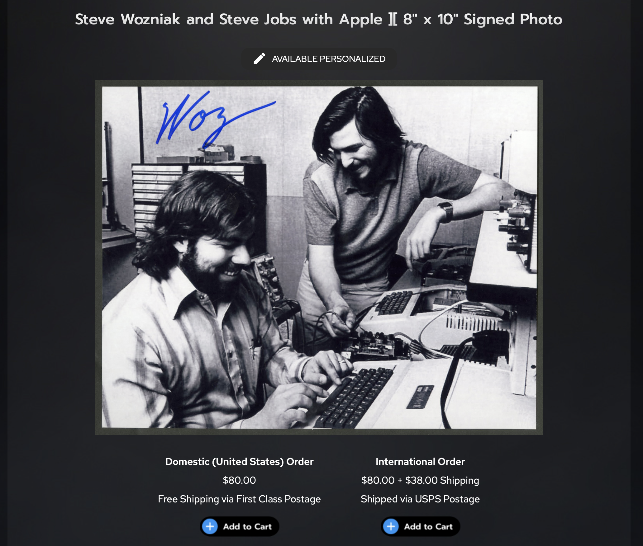 wozniak jobs signed photo apple