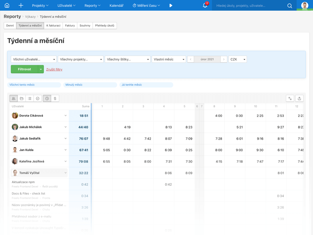 08 Report mesicni vykaz Freelo