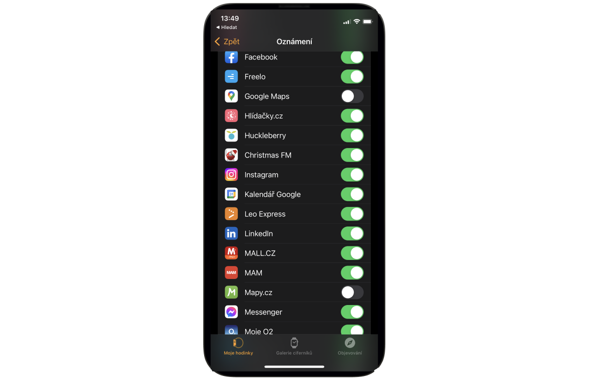 12 Nastaveni notifikaci na Apple Watch Freelo