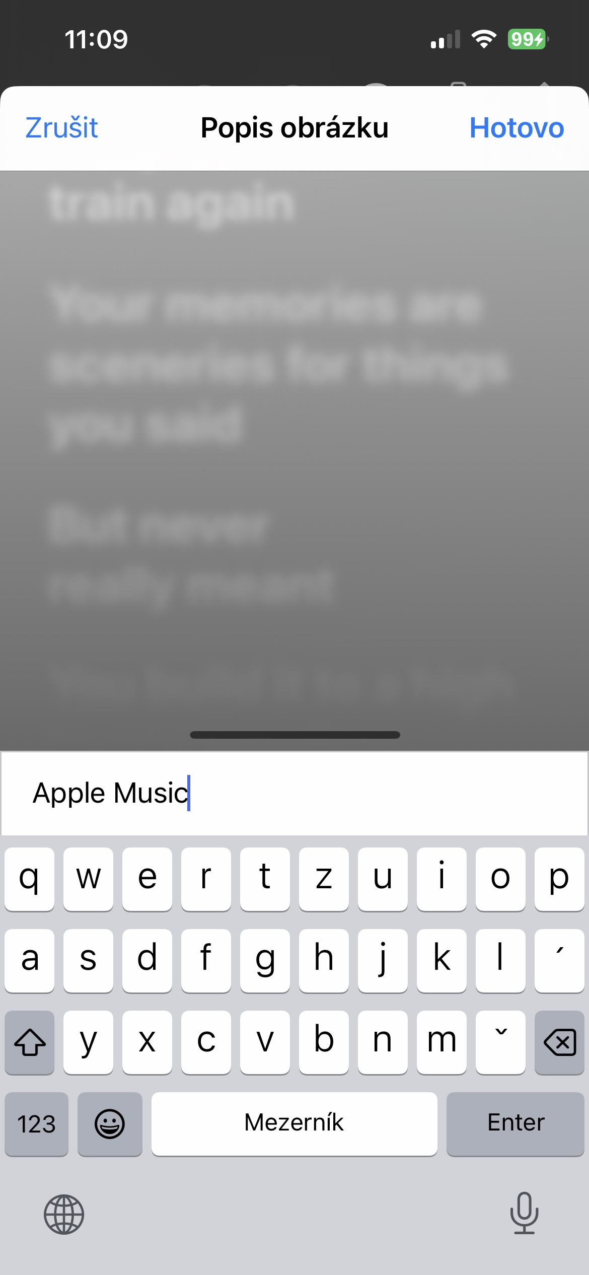 apple music description screen