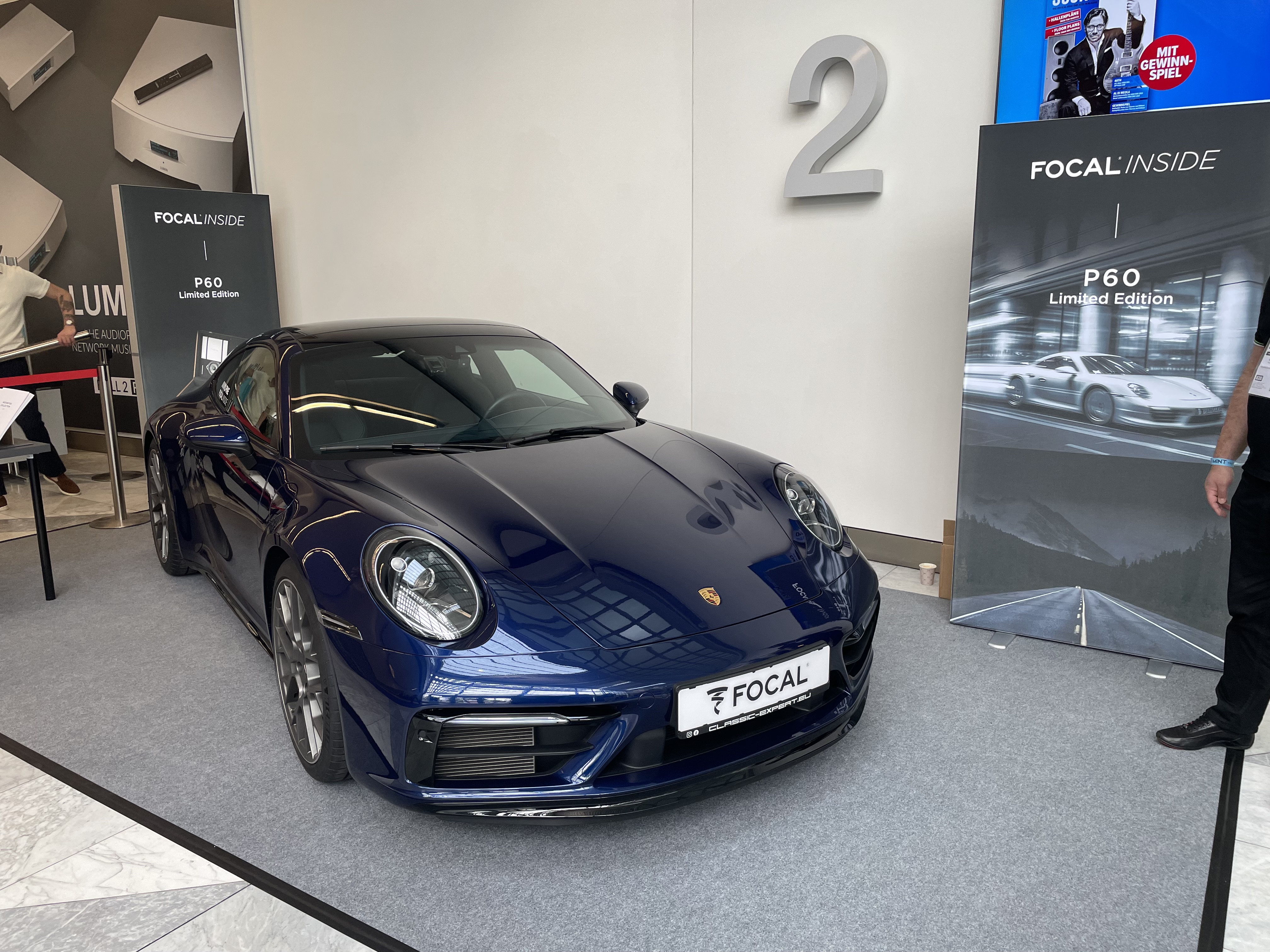 blue sports car display