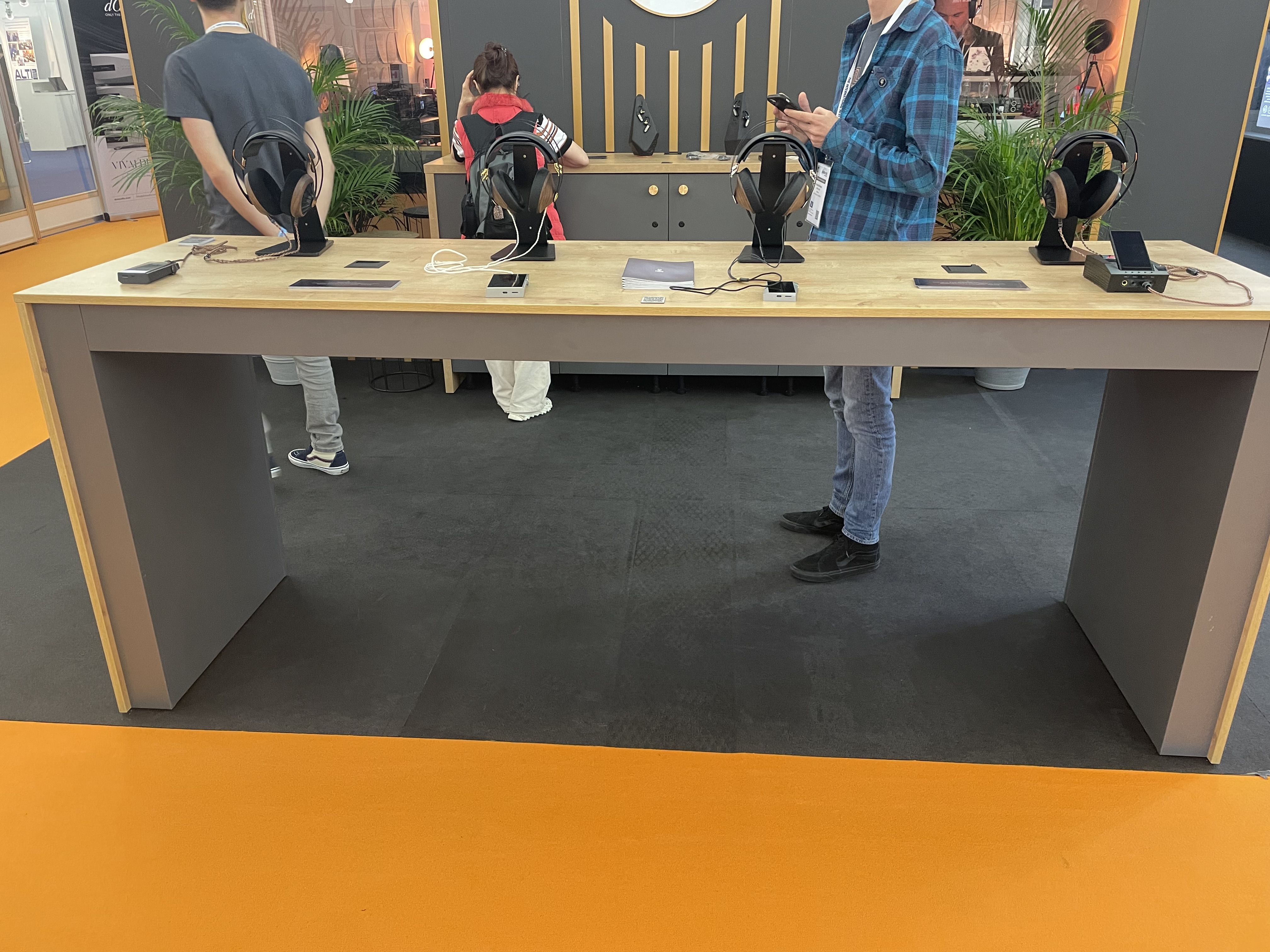 headphones on display table