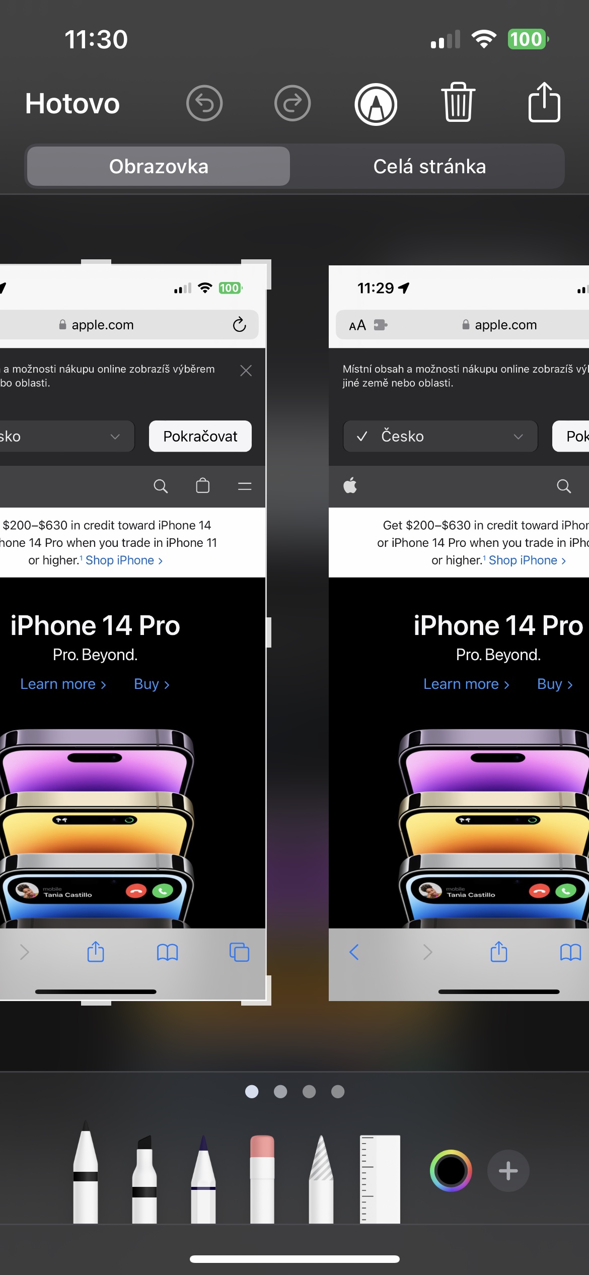 iphone 14 pro screenshot comparison