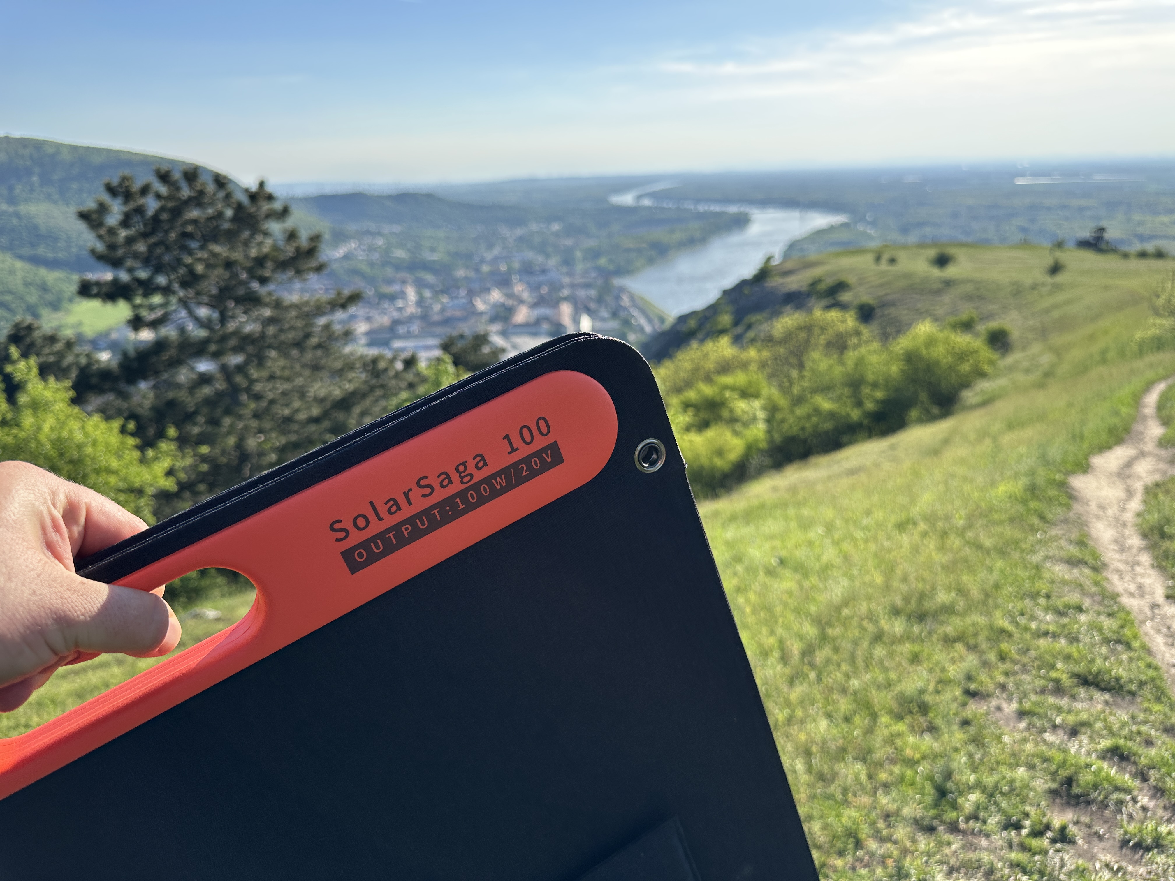 solar panel hill river view