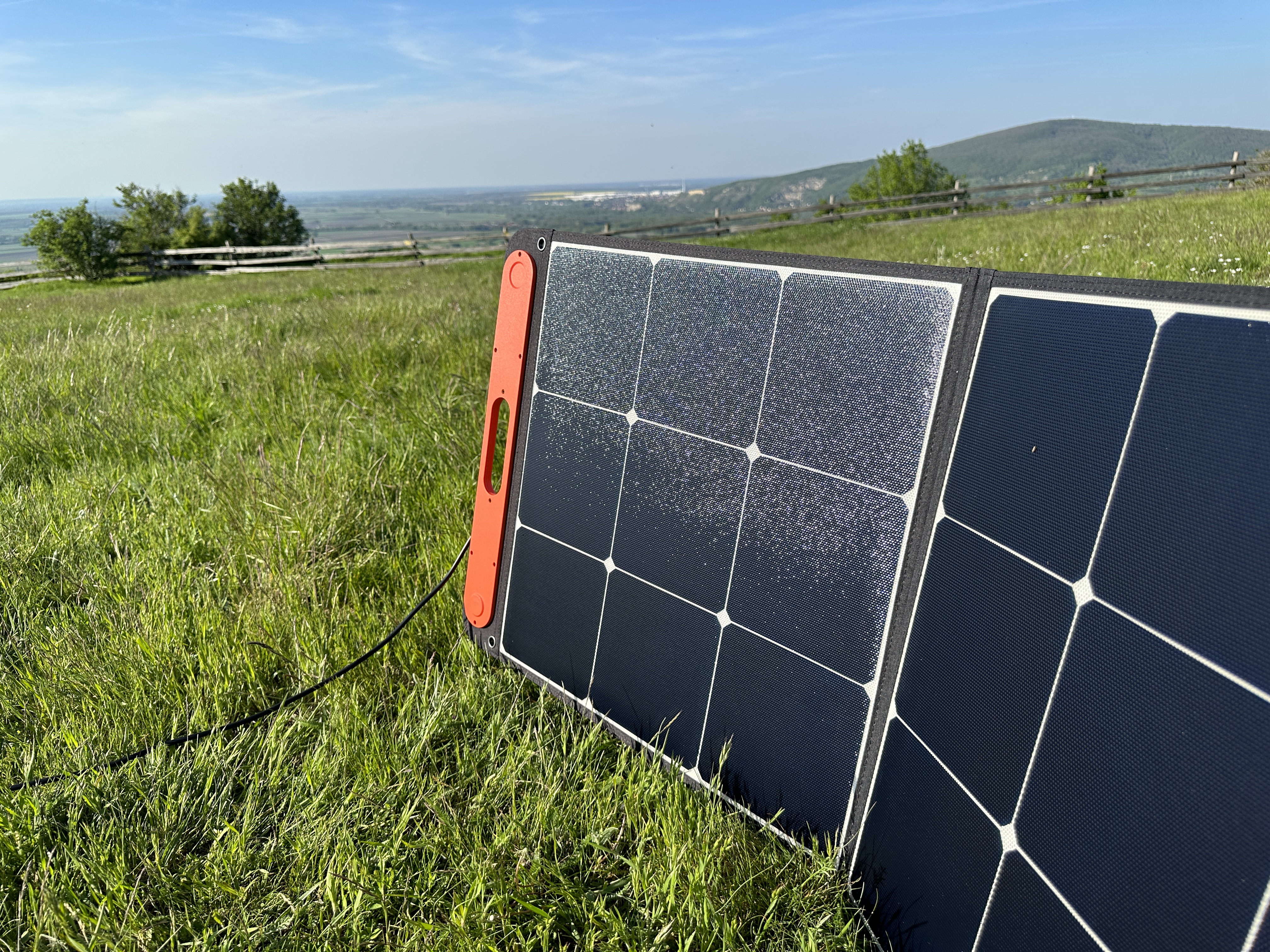 solar panel hill view closeup