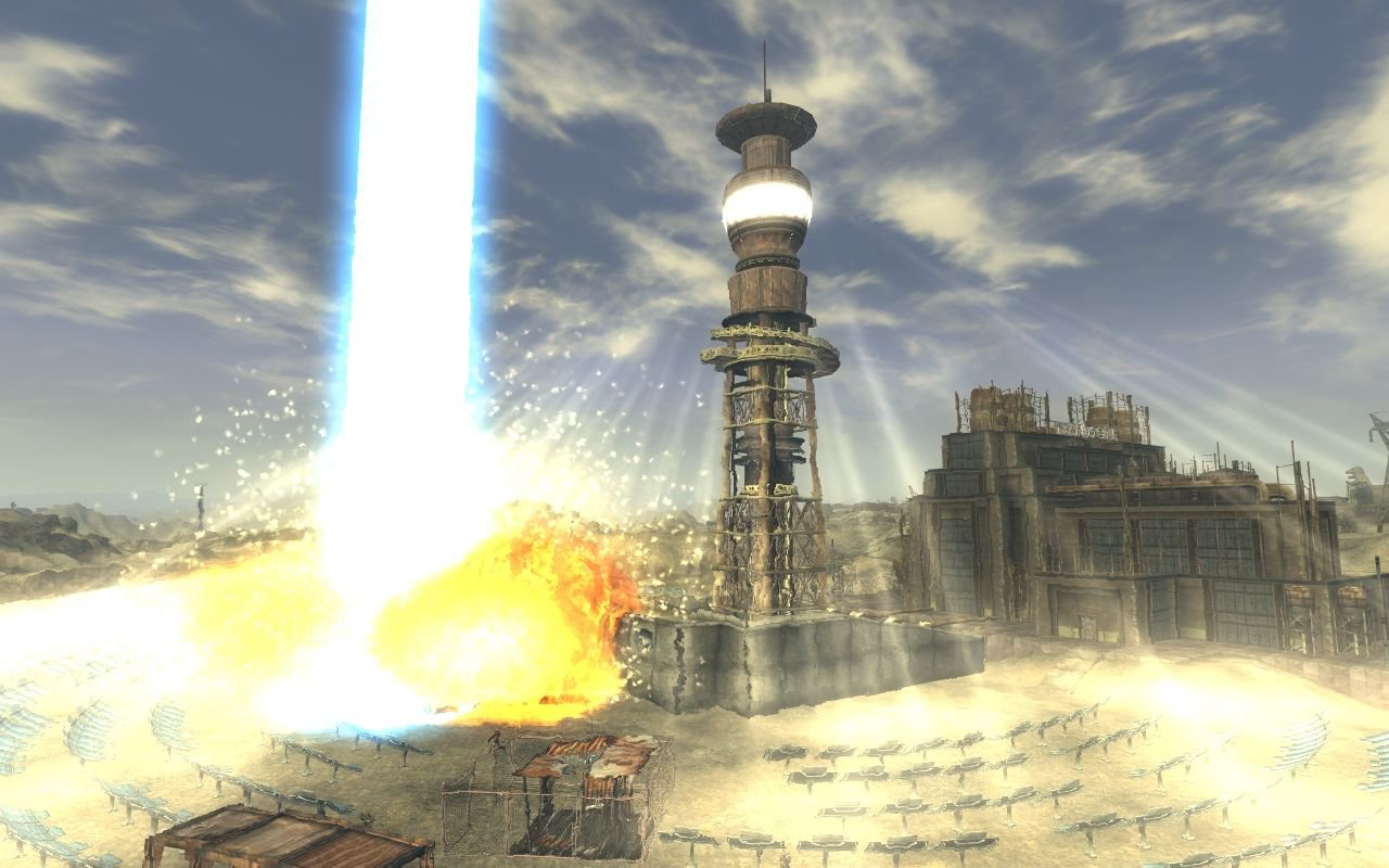 video game solar tower explosion