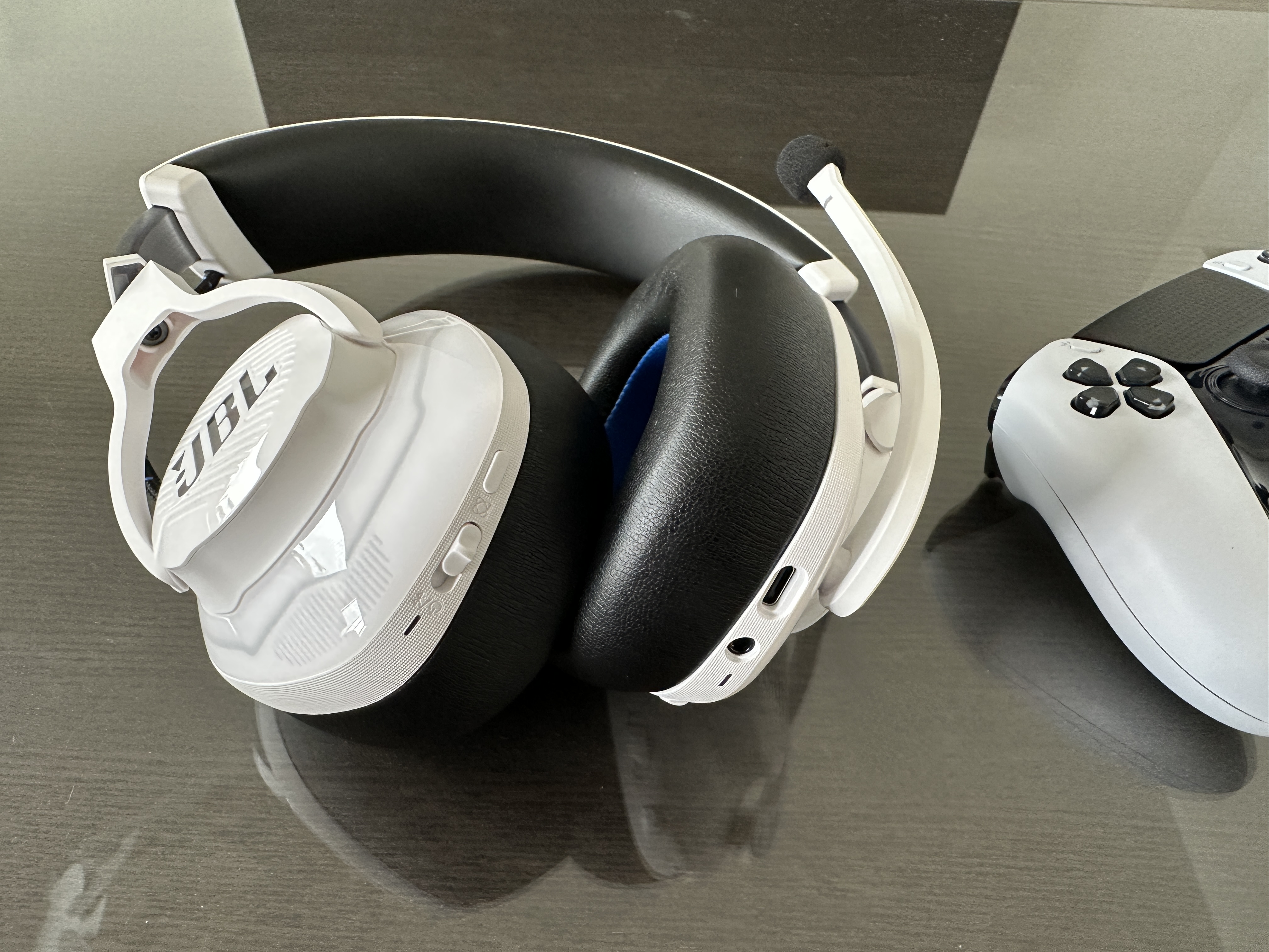 white headset with controller