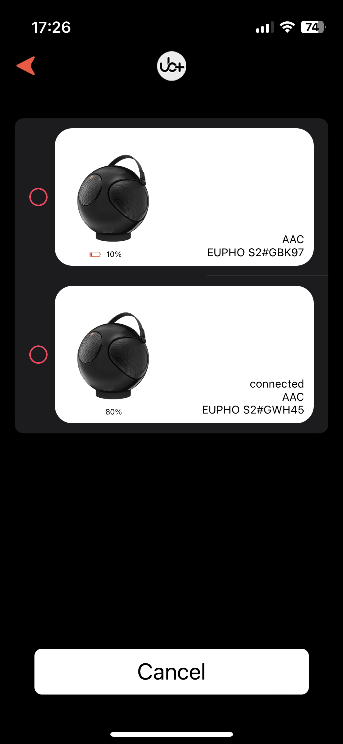 bluetooth speaker connection screen