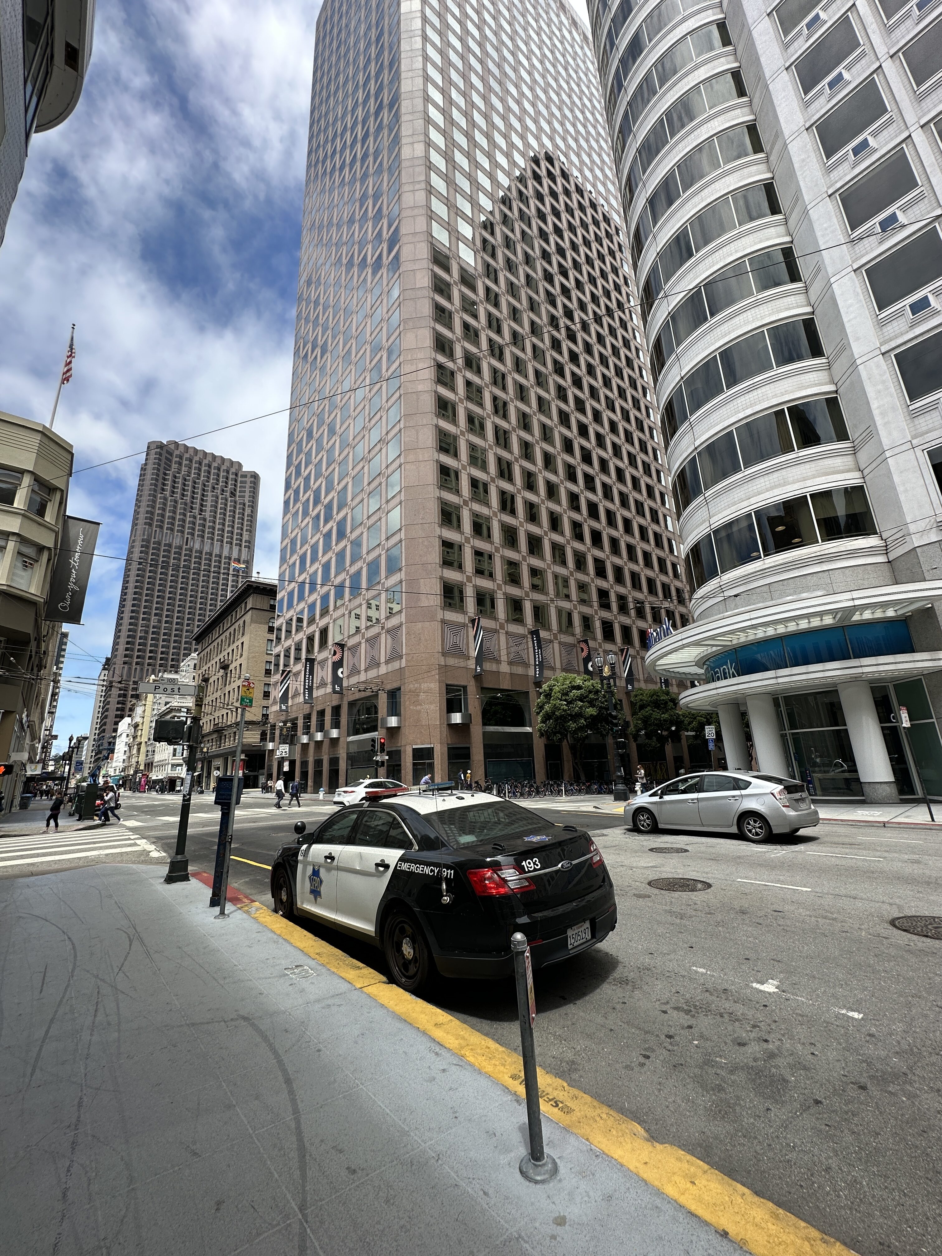 city street with police car