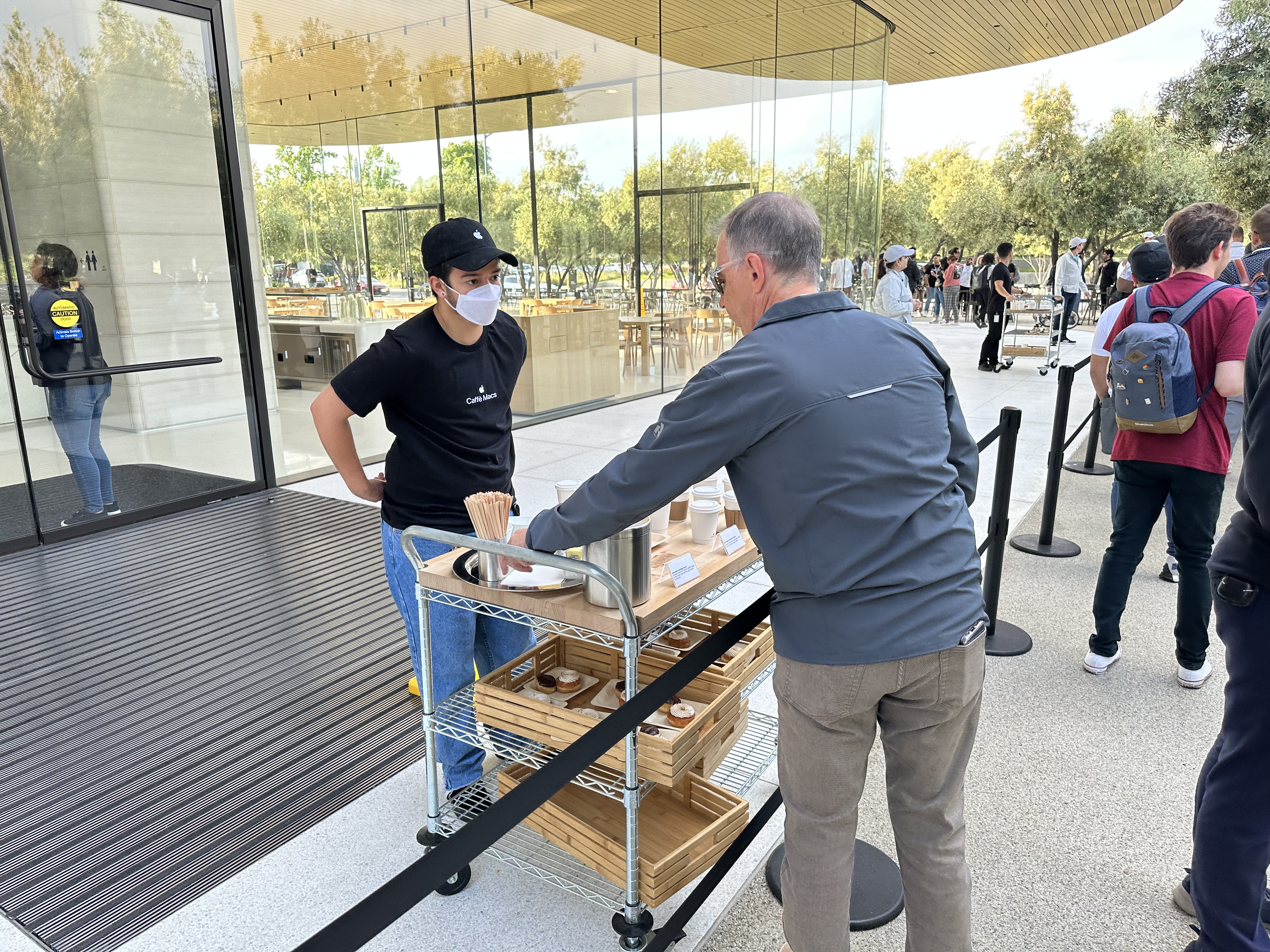 coffee serving outside glass building