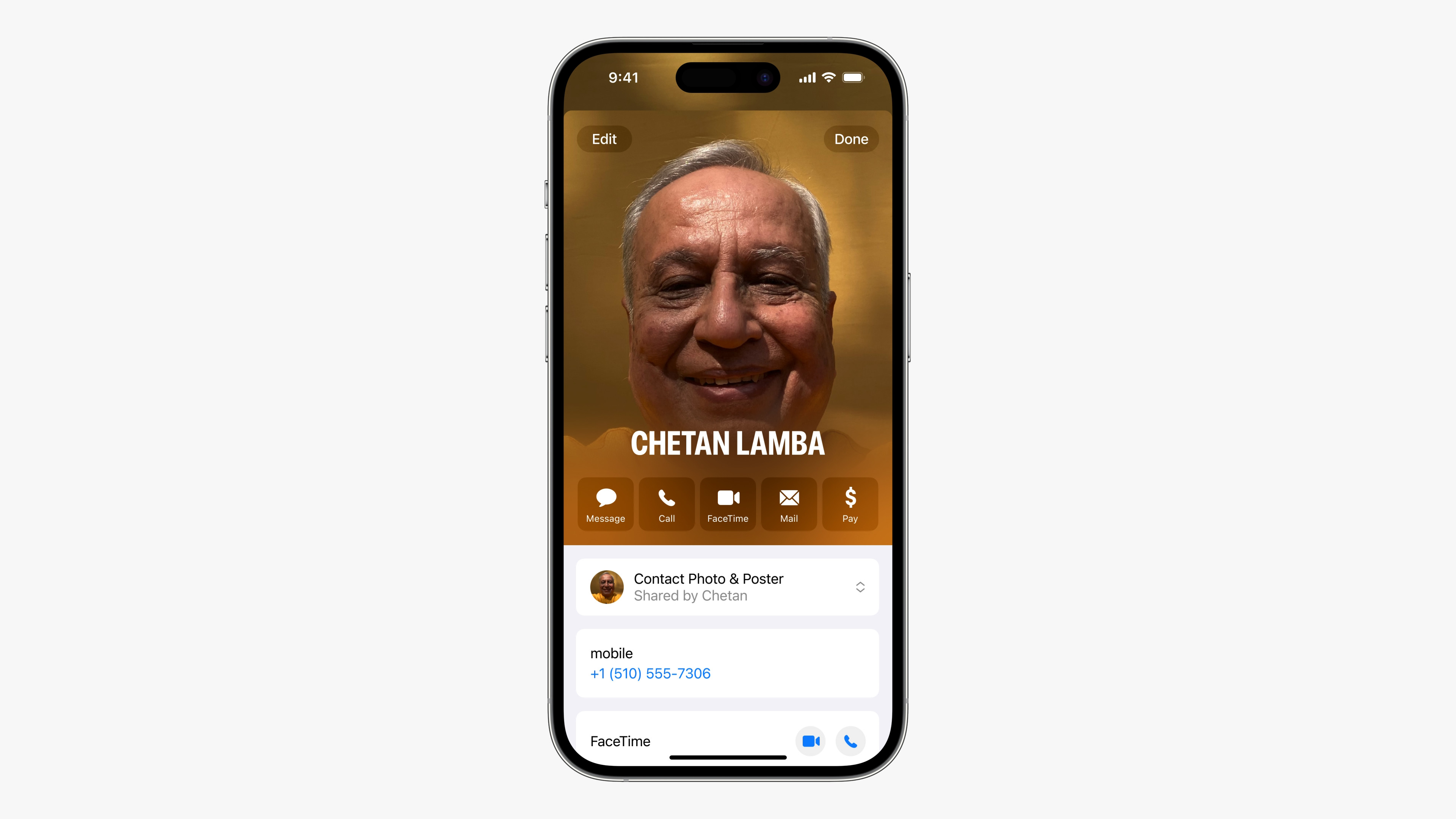 contact details screen