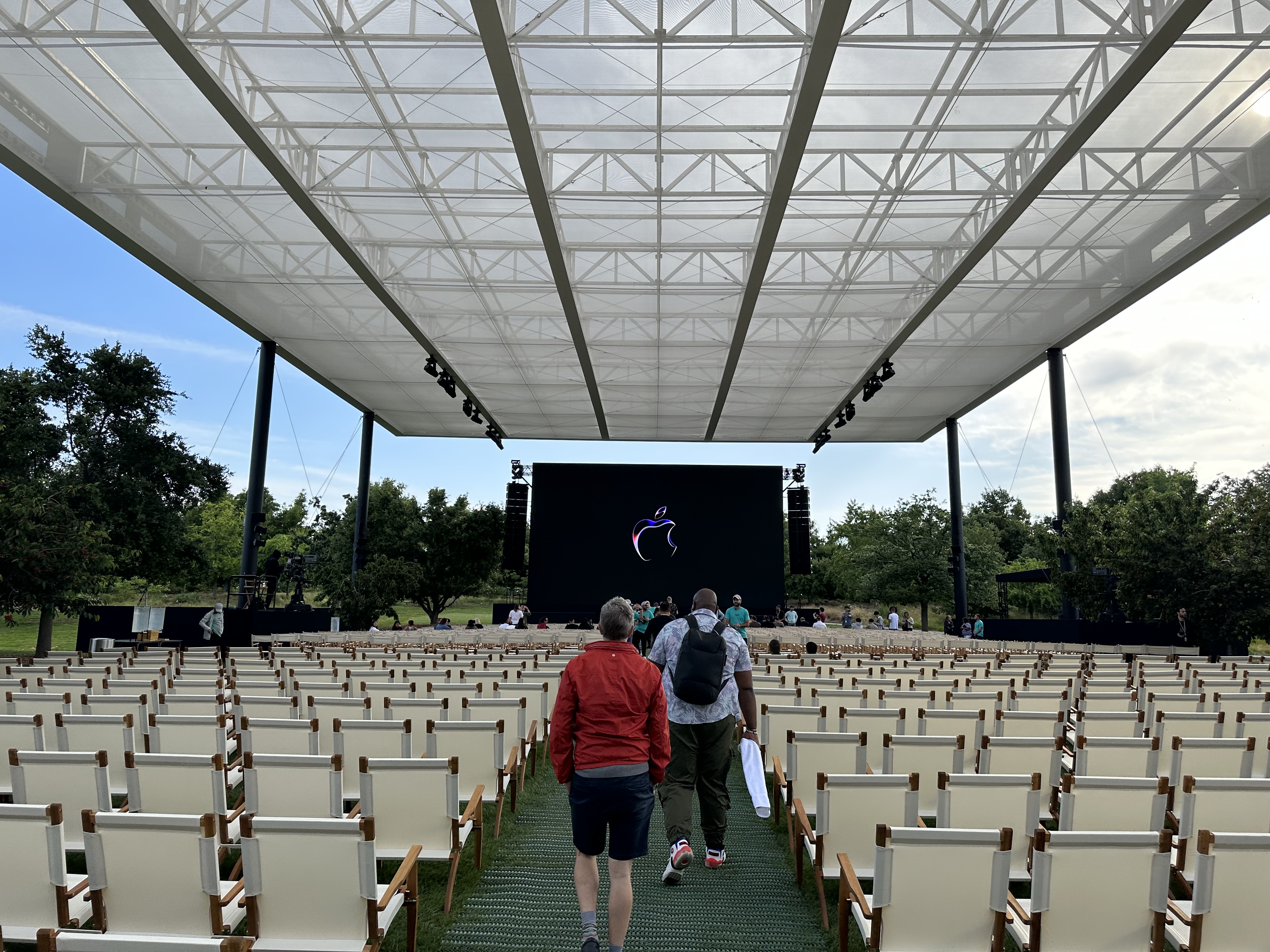 empty seating area with screen