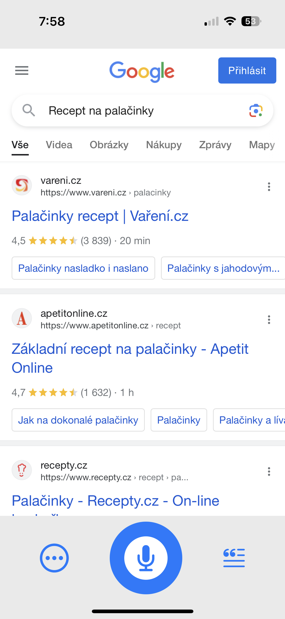 google search results pancake recipe