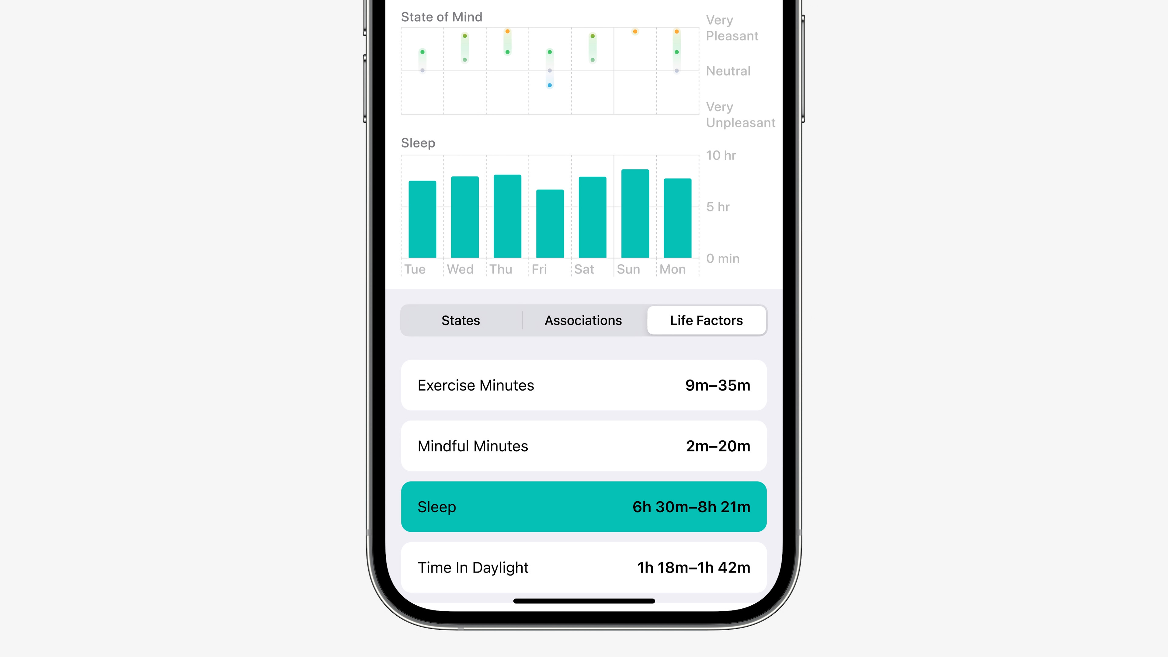 health tracking app sleep stats