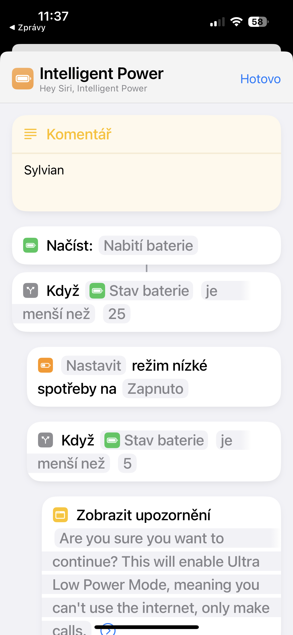 intelligent power settings