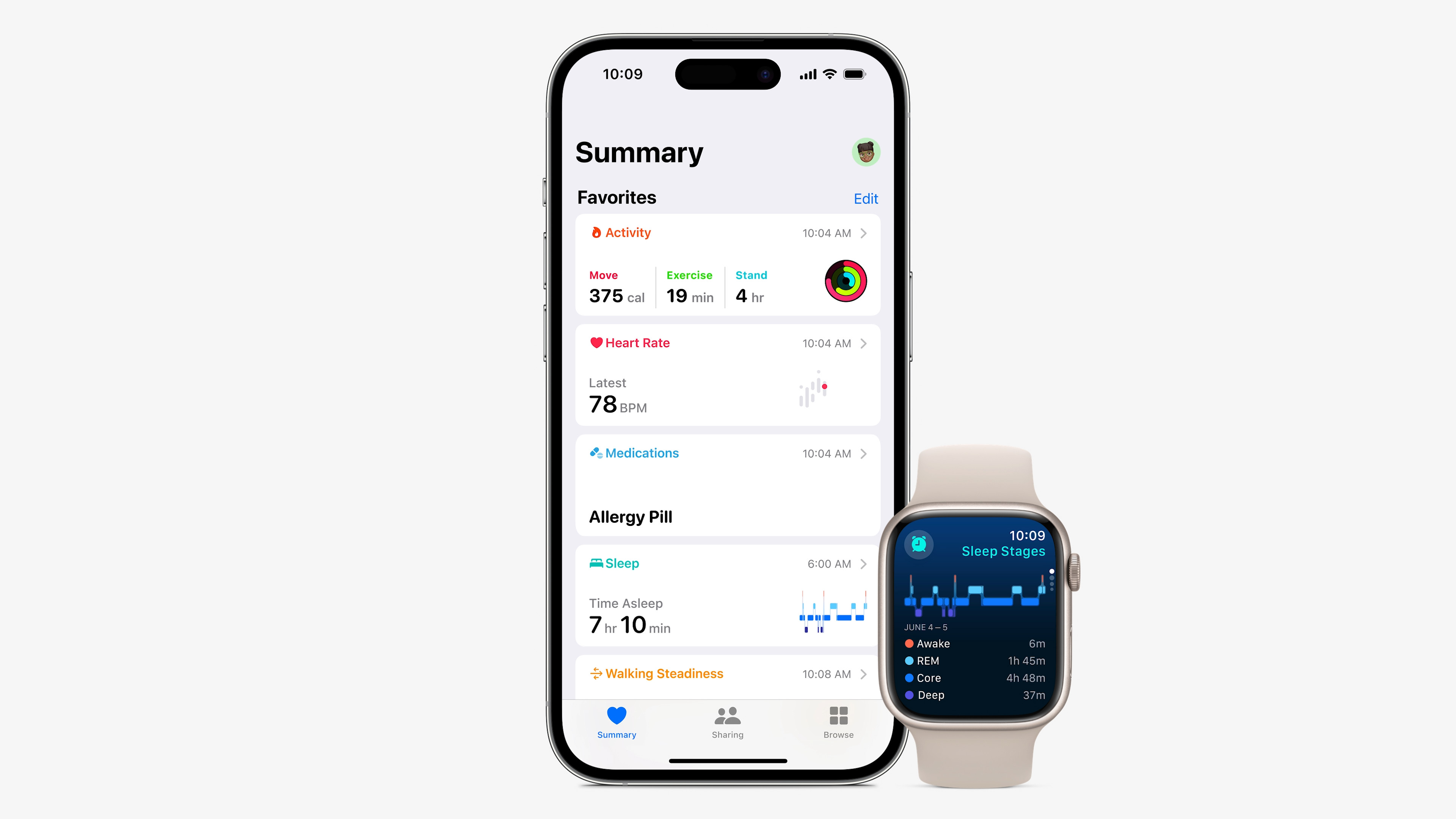 iphone watch health summary