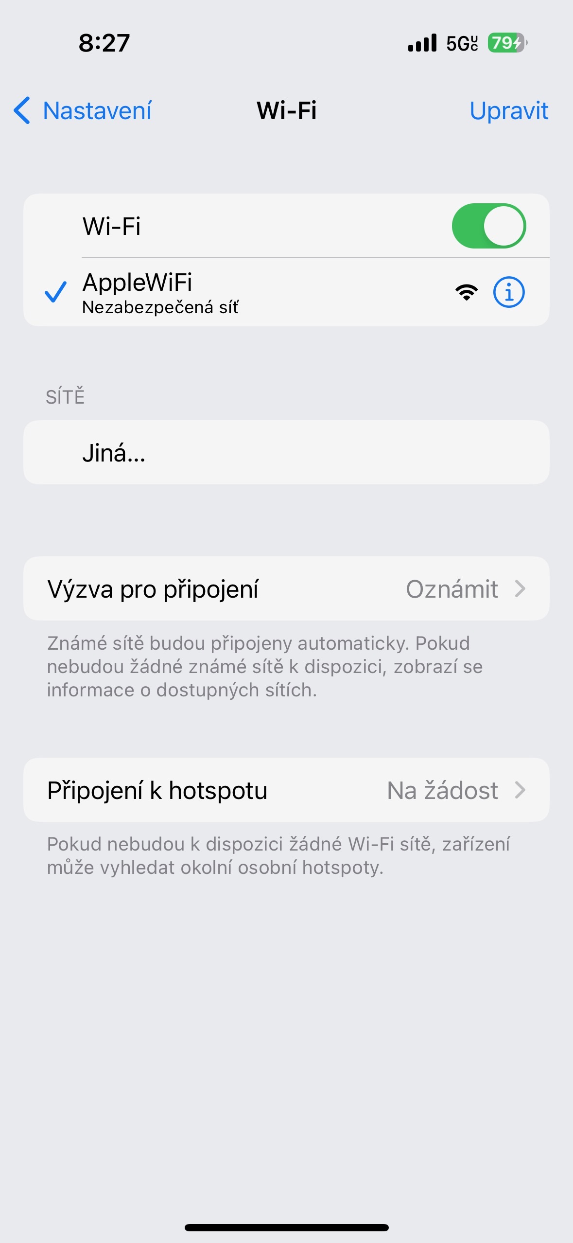 iphone wifi settings screen