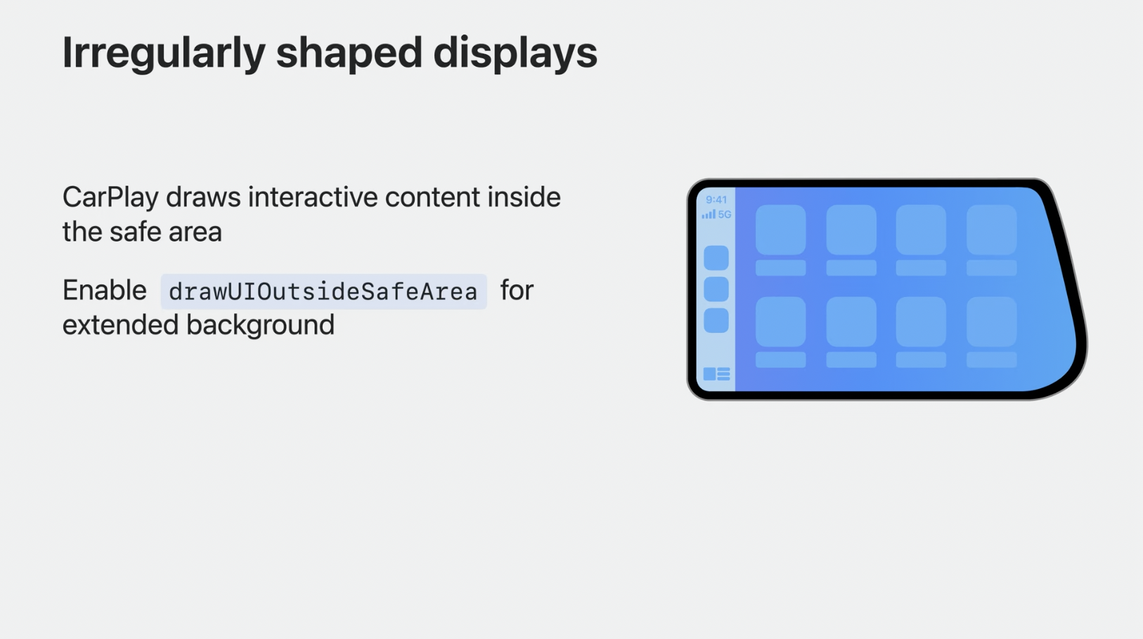 irregularly shaped displays extended background