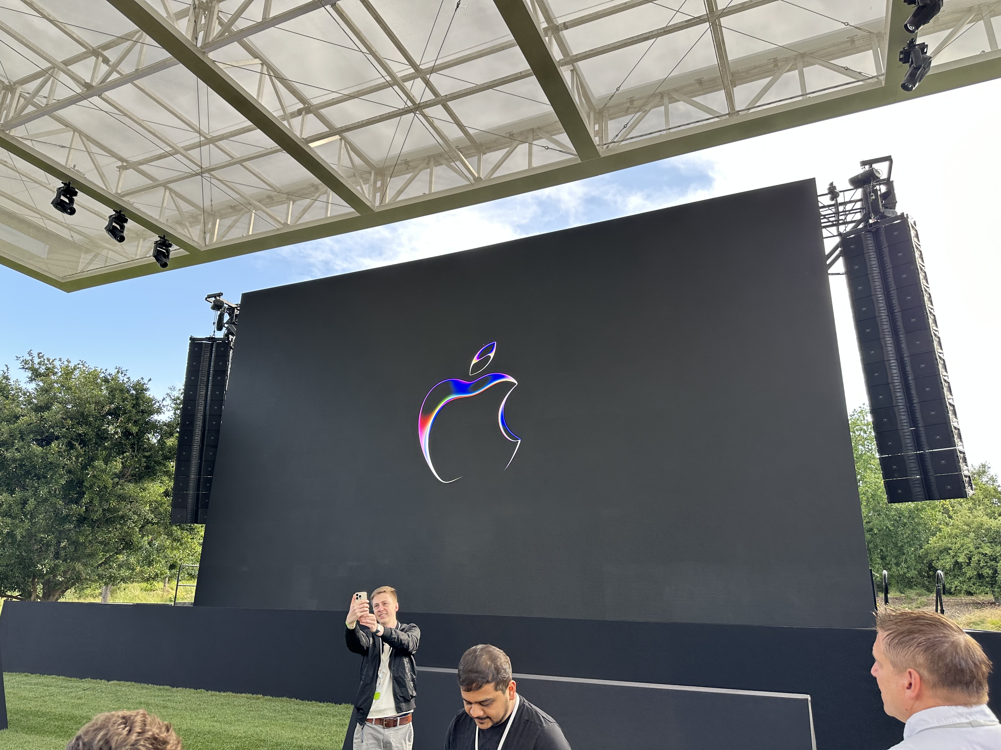 large screen with logo