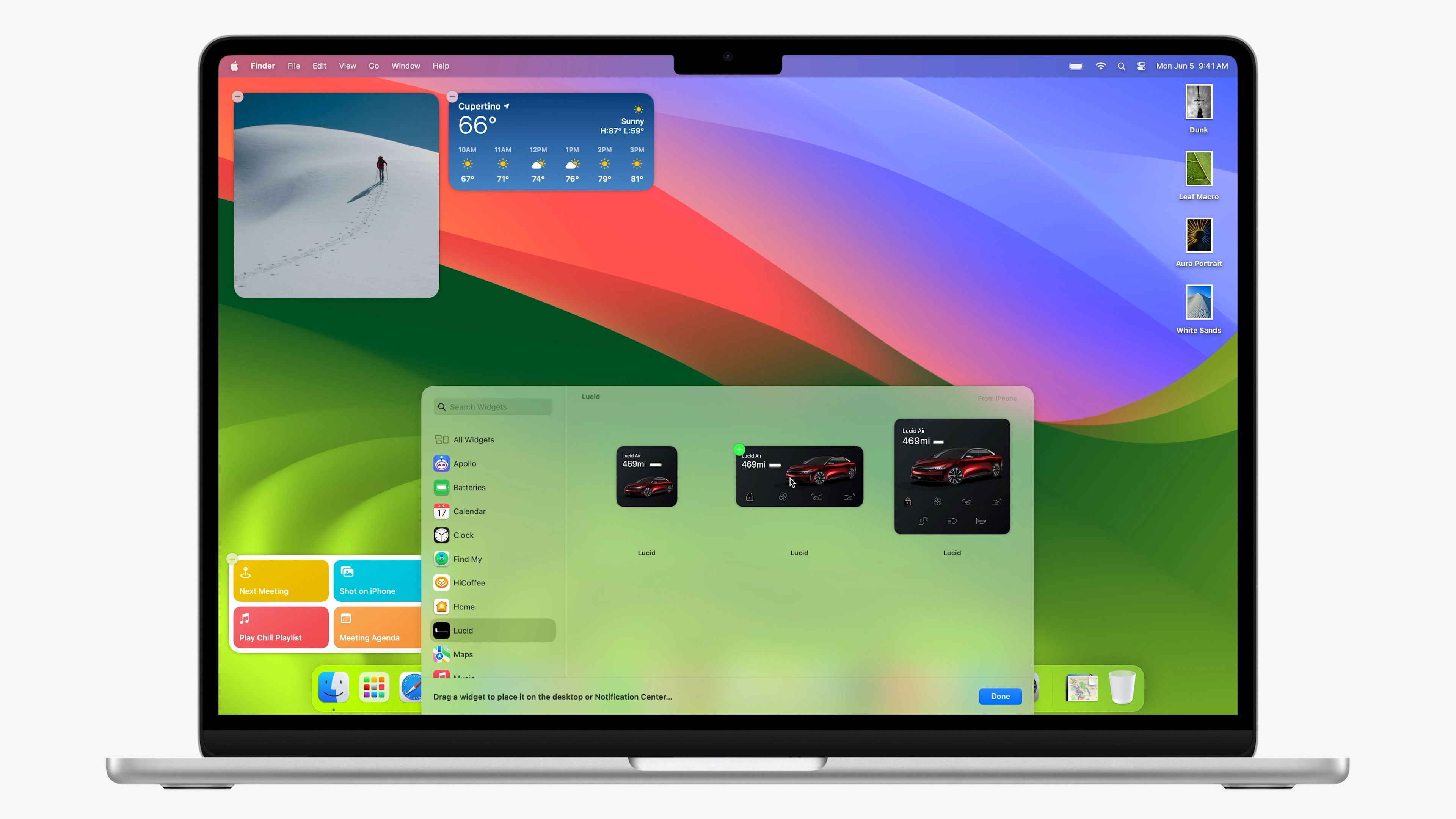 macbook widgets and cars