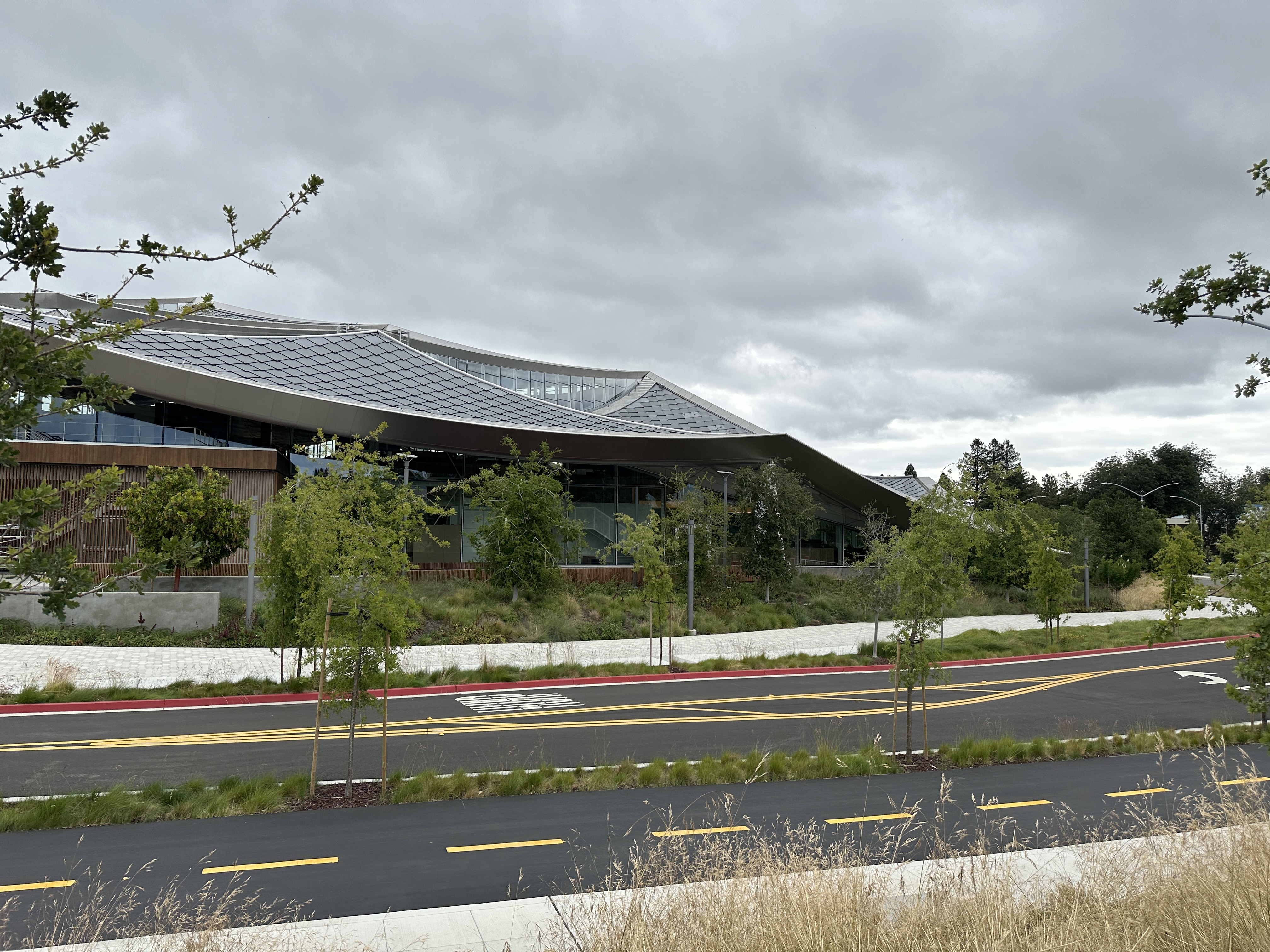 modern building road view