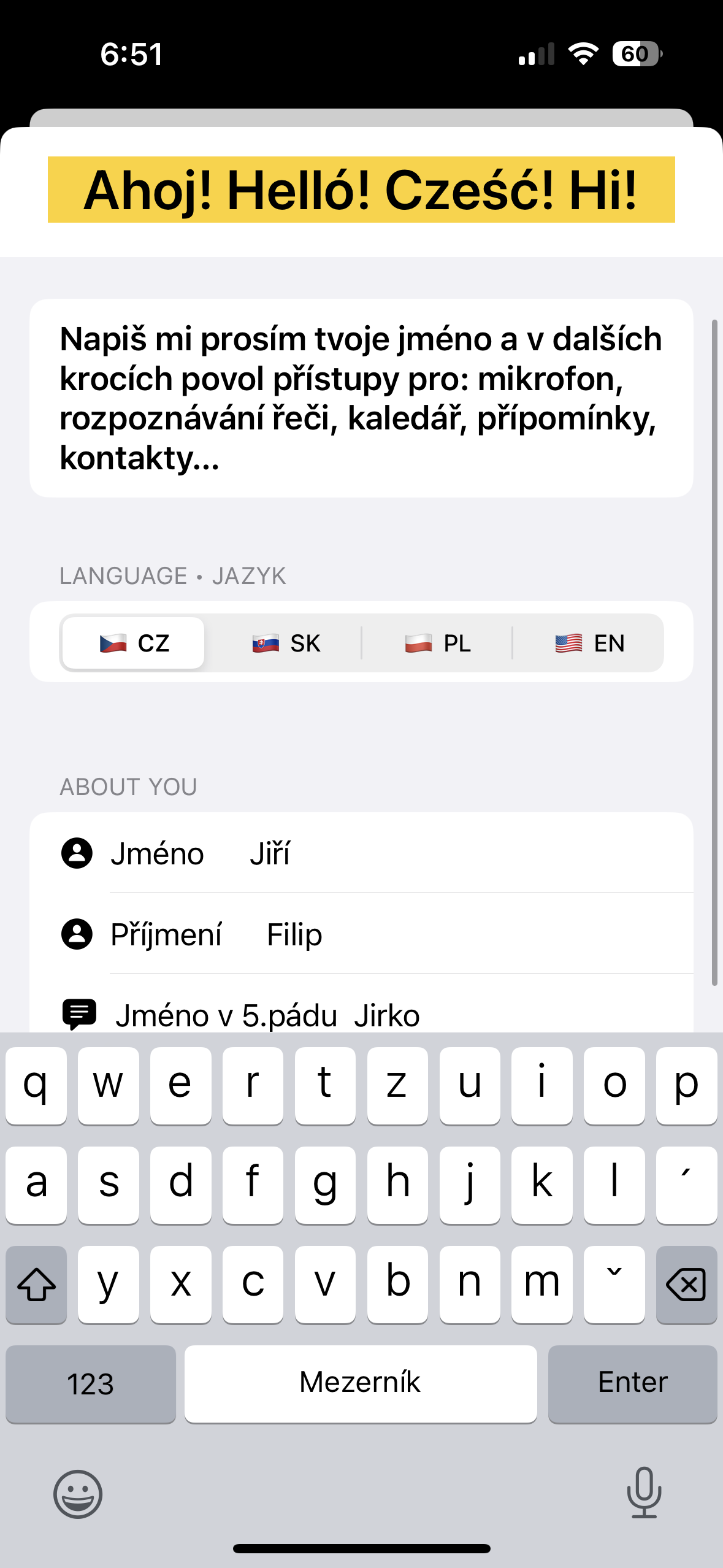 multilingual greeting app