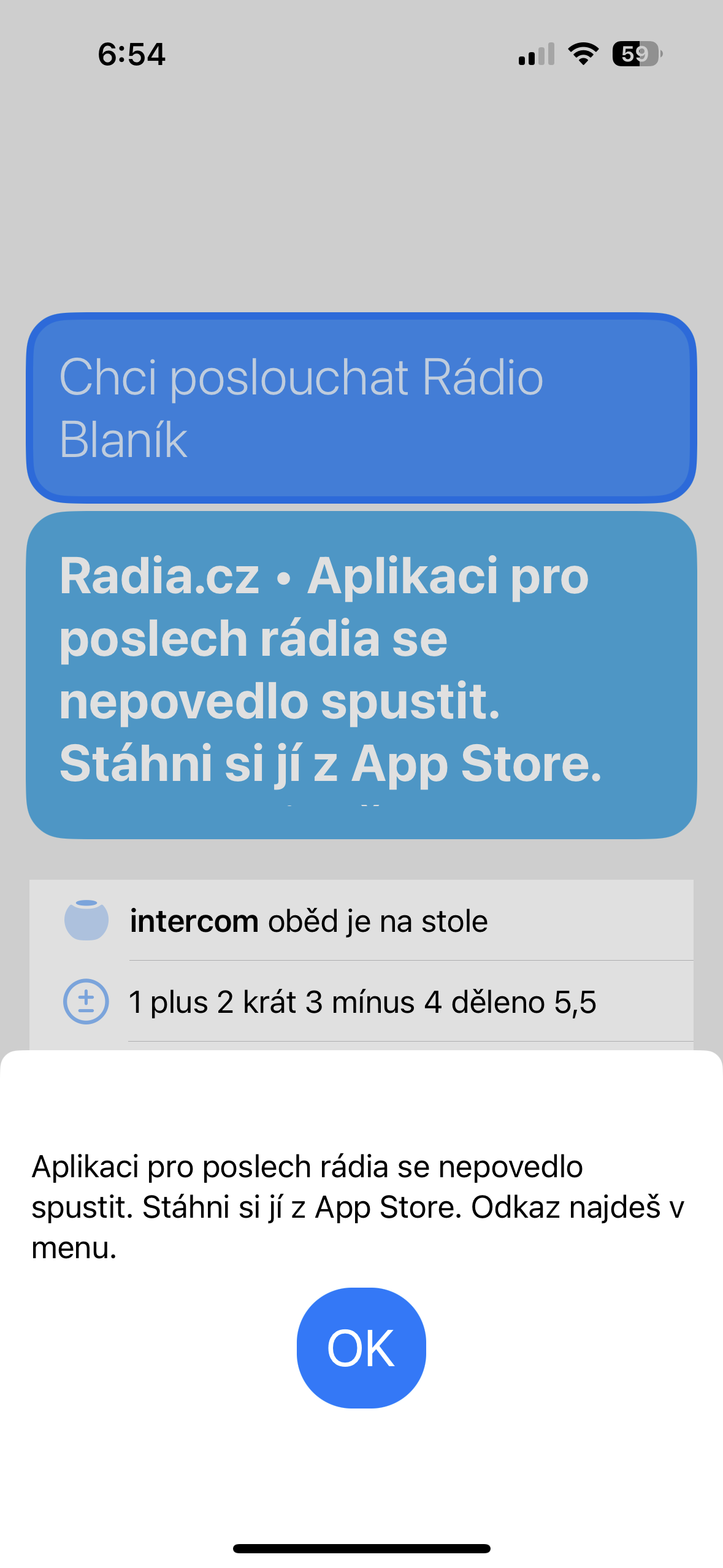 radio app error message