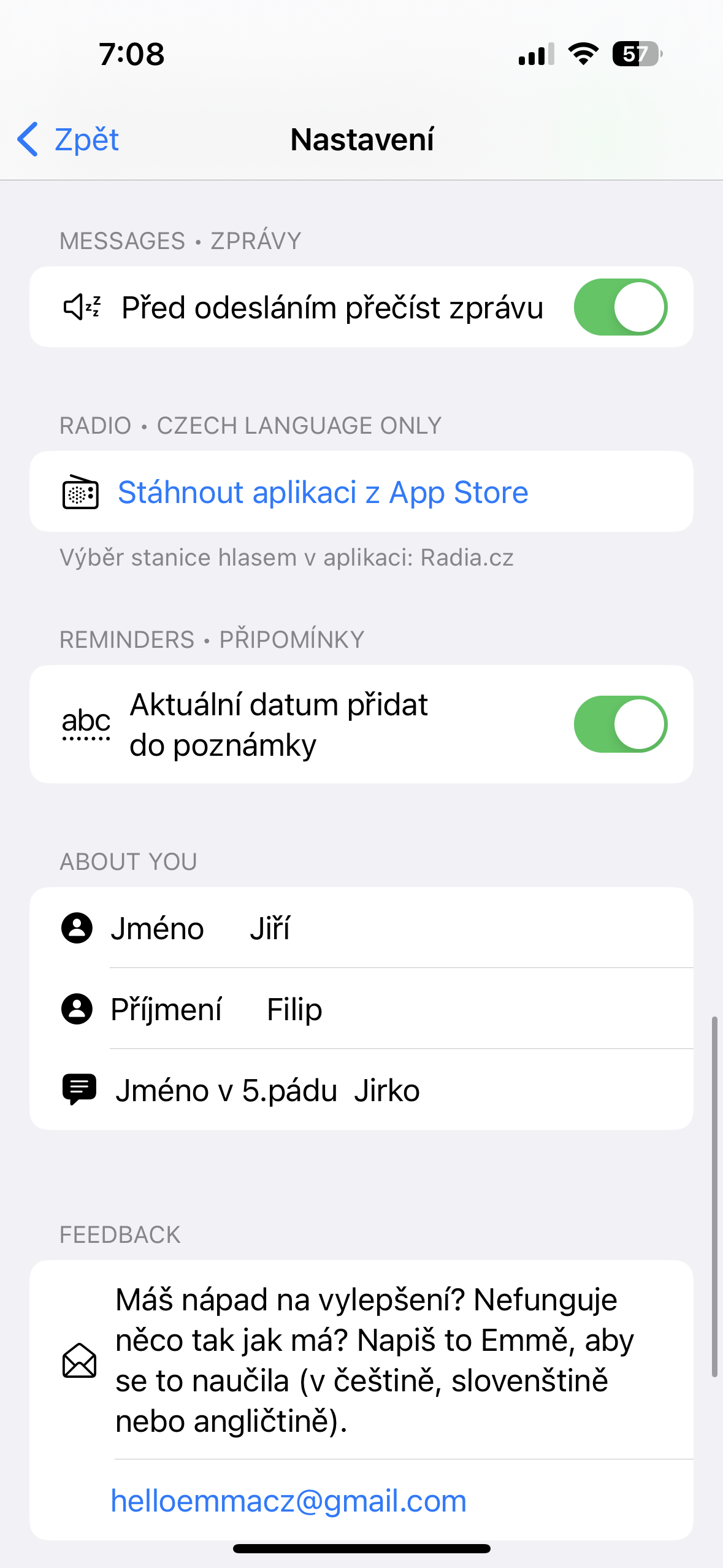 voice assistant messages settings
