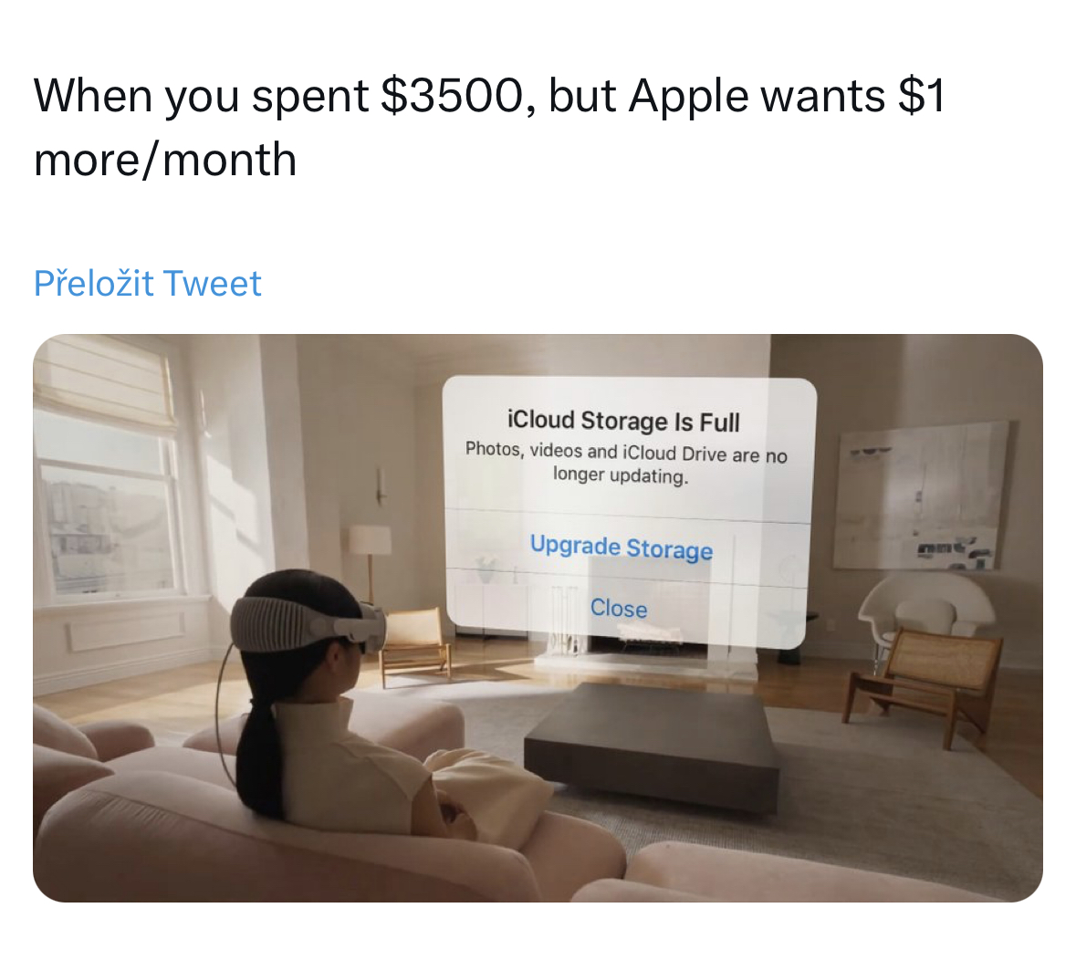 vr headset icloud storage full