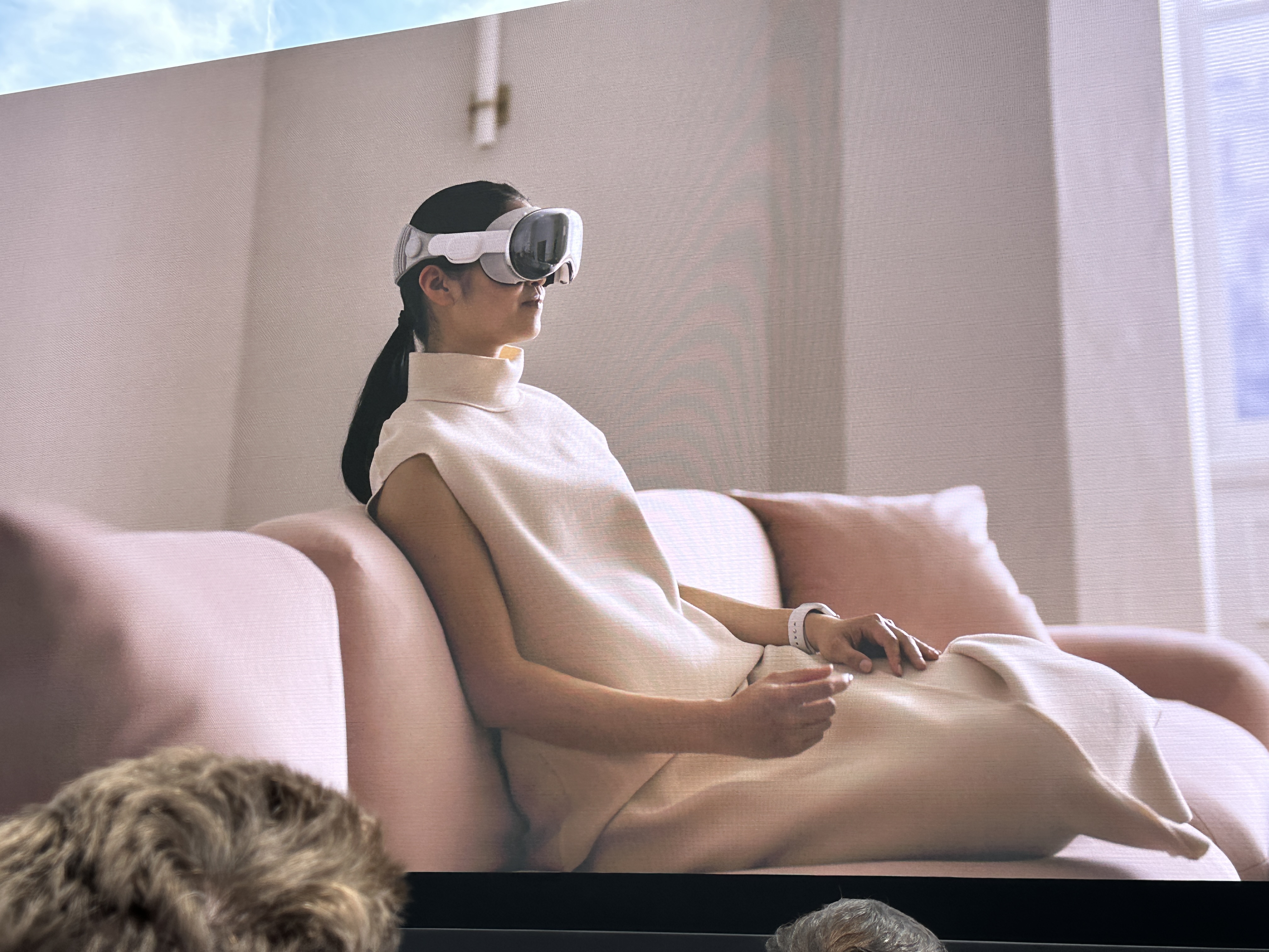 vr headset woman on couch