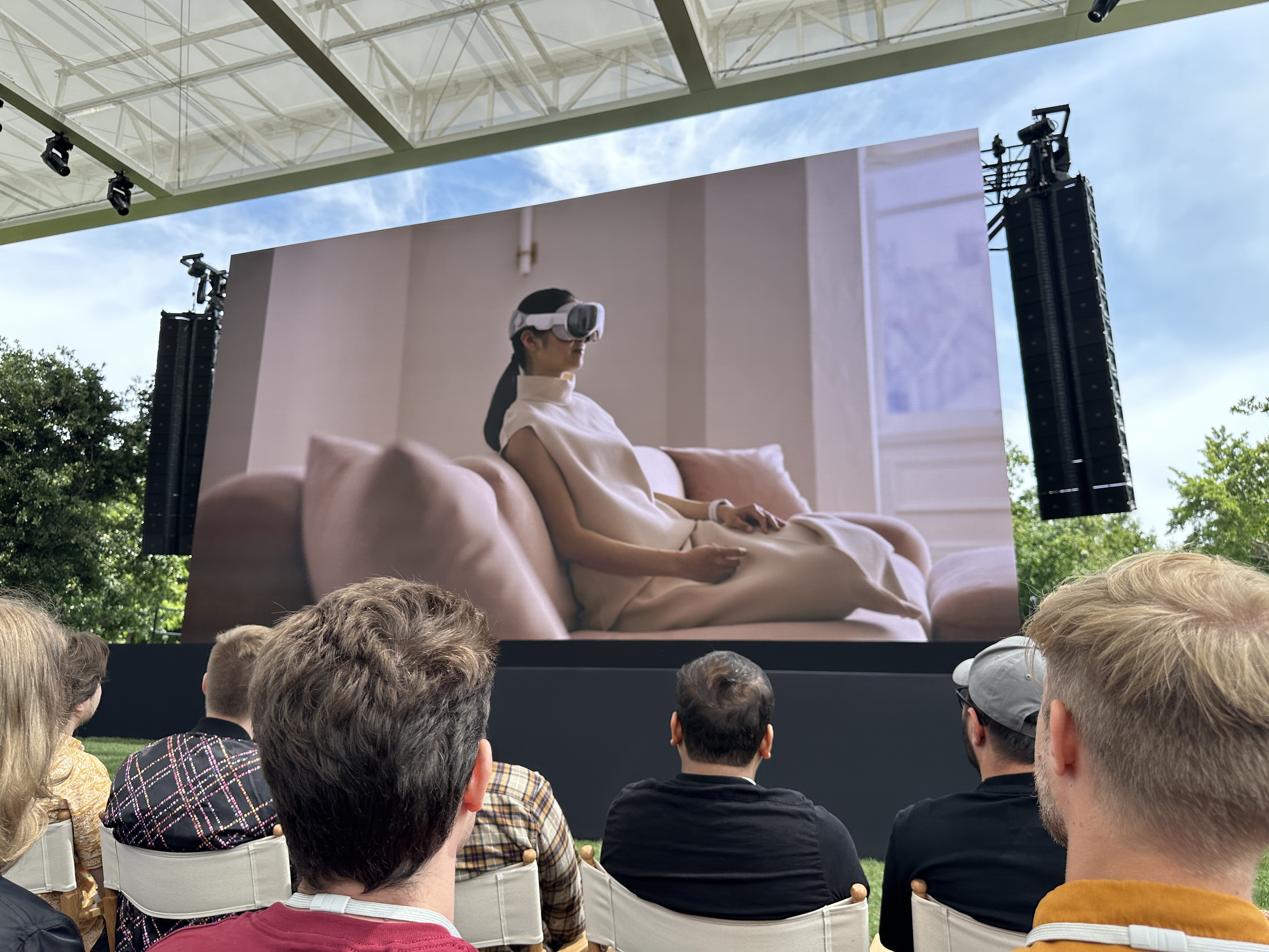 vr headset woman on screen