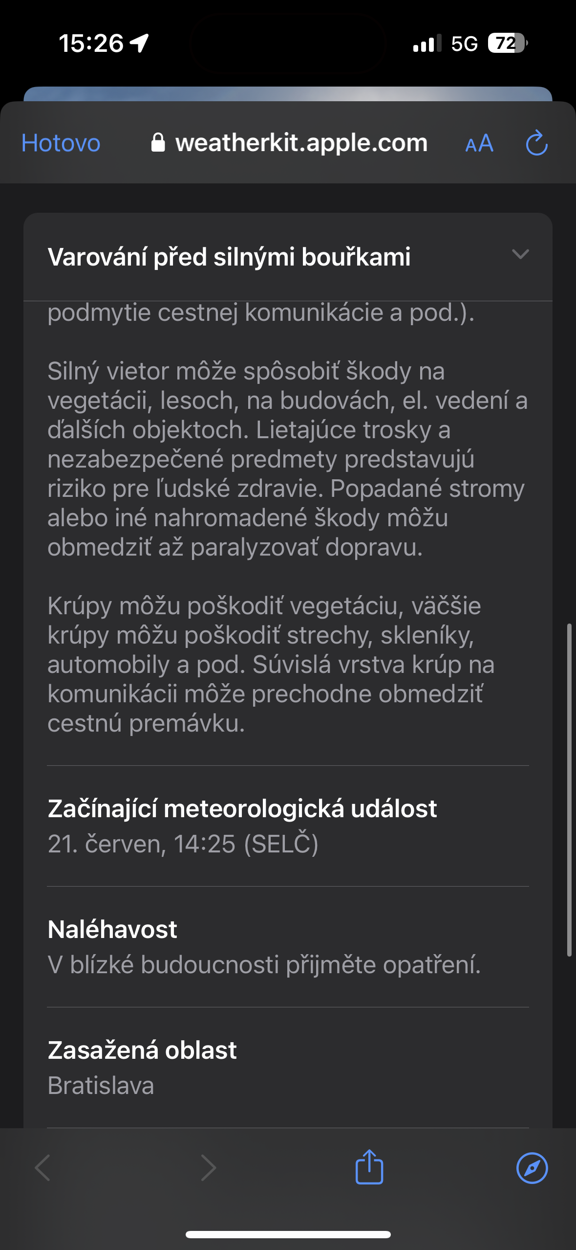 weather warning description