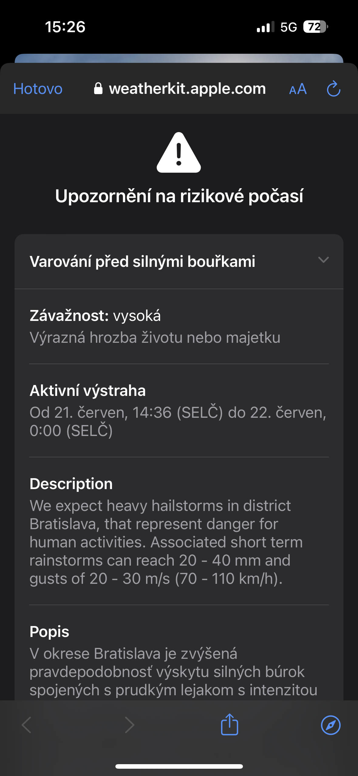 weather warning details